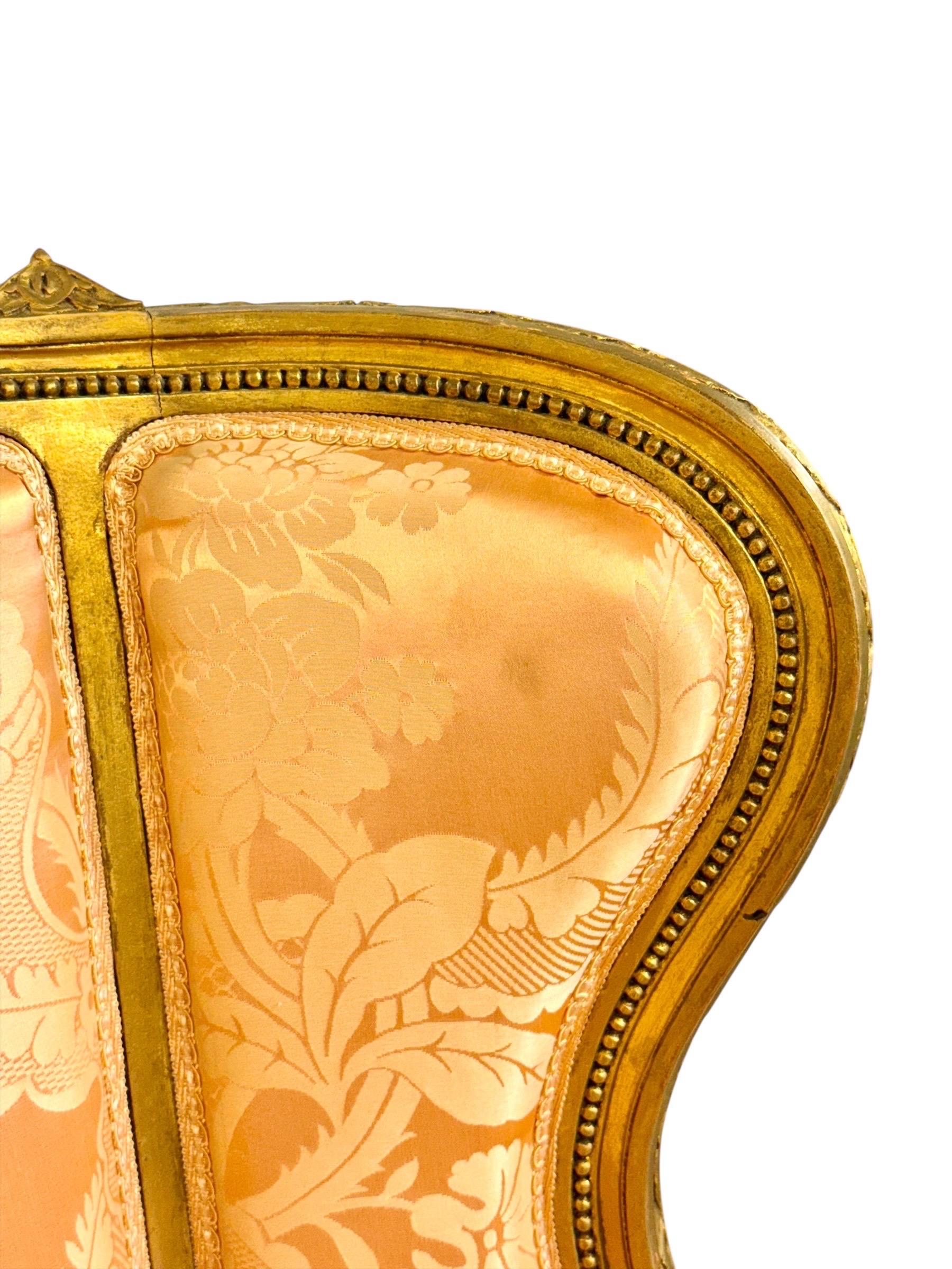 Paar Bergères aus Giltholz im Louis-XVI-Stil, Ende 19. Jahrhundert im Angebot 8