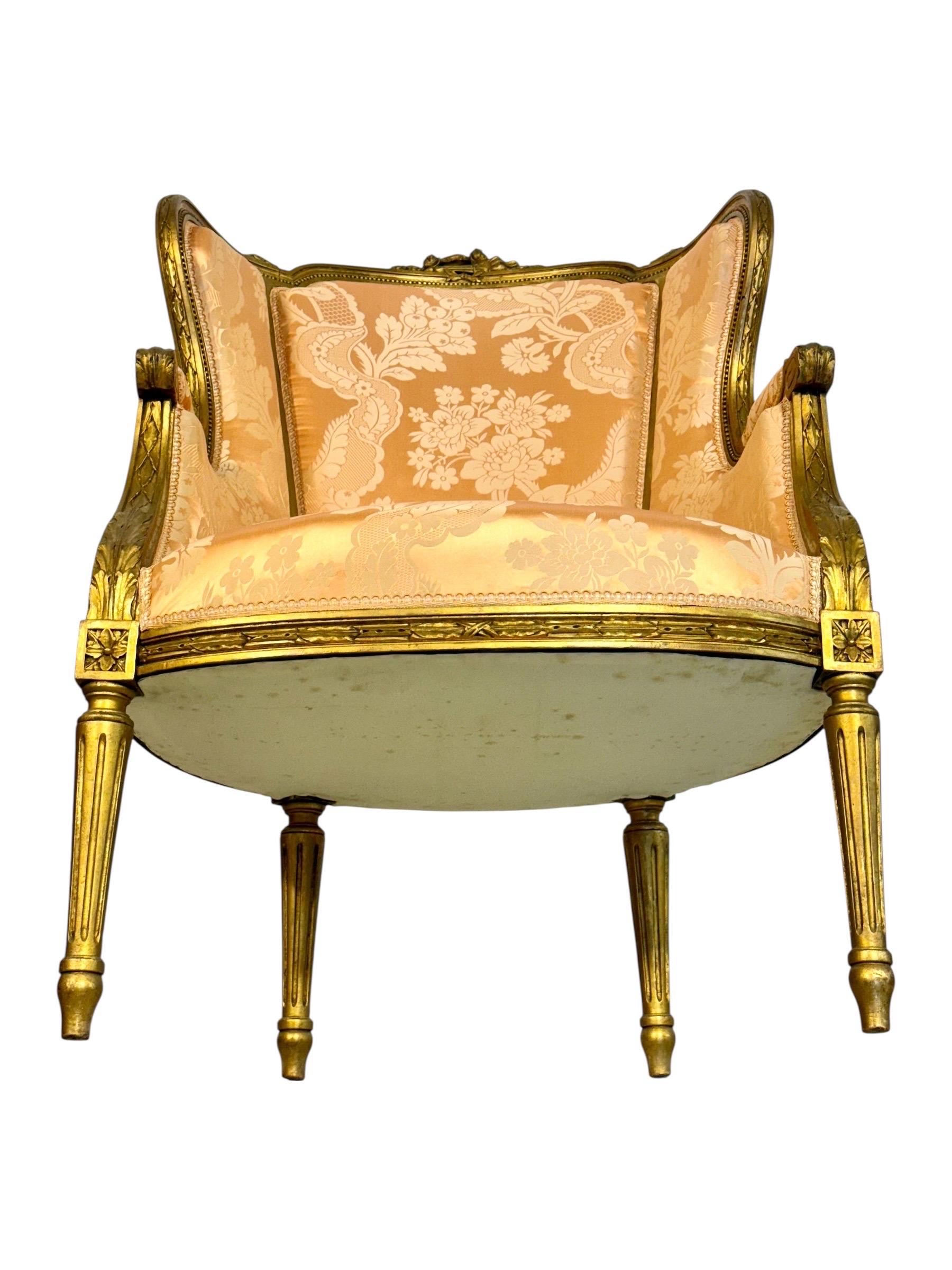 Paar Bergères aus Giltholz im Louis-XVI-Stil, Ende 19. Jahrhundert im Angebot 9