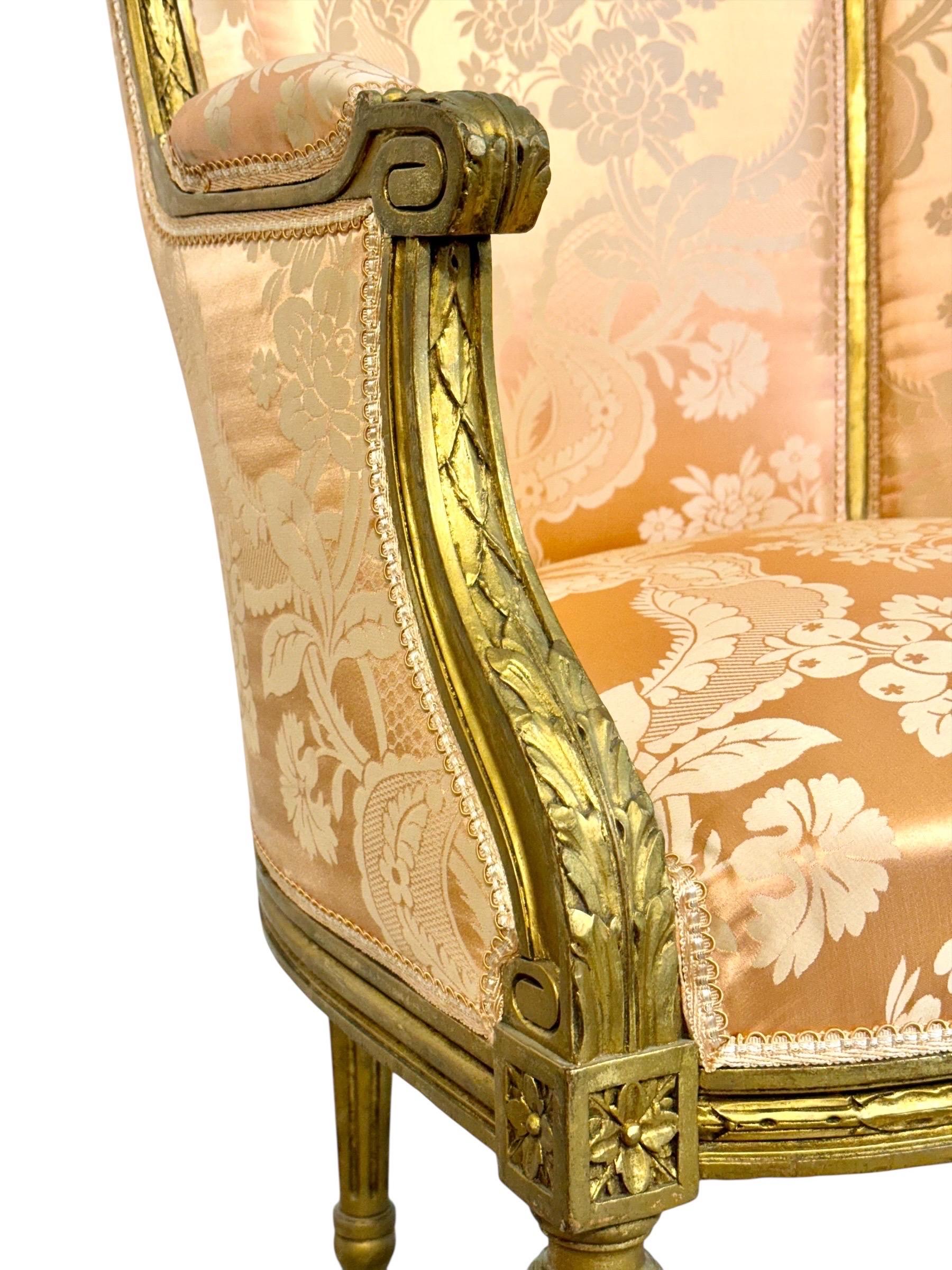 Paar Bergères aus Giltholz im Louis-XVI-Stil, Ende 19. Jahrhundert im Angebot 10