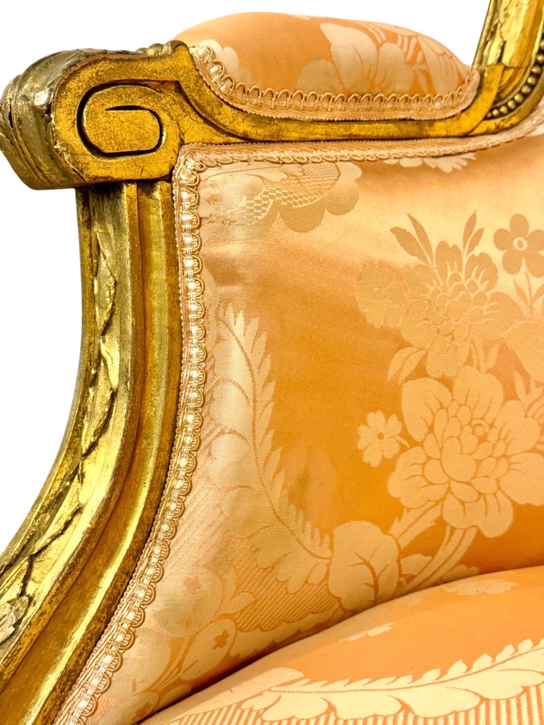 Paar Bergères aus Giltholz im Louis-XVI-Stil, Ende 19. Jahrhundert im Angebot 12