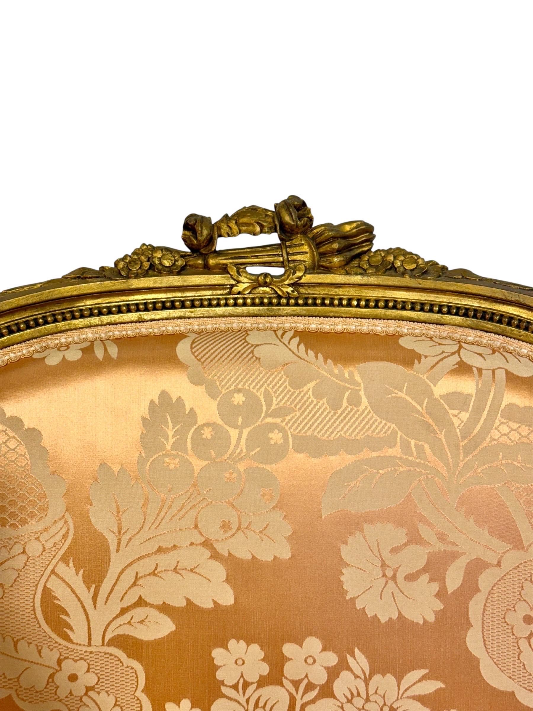 Paar Bergères aus Giltholz im Louis-XVI-Stil, Ende 19. Jahrhundert im Angebot 2