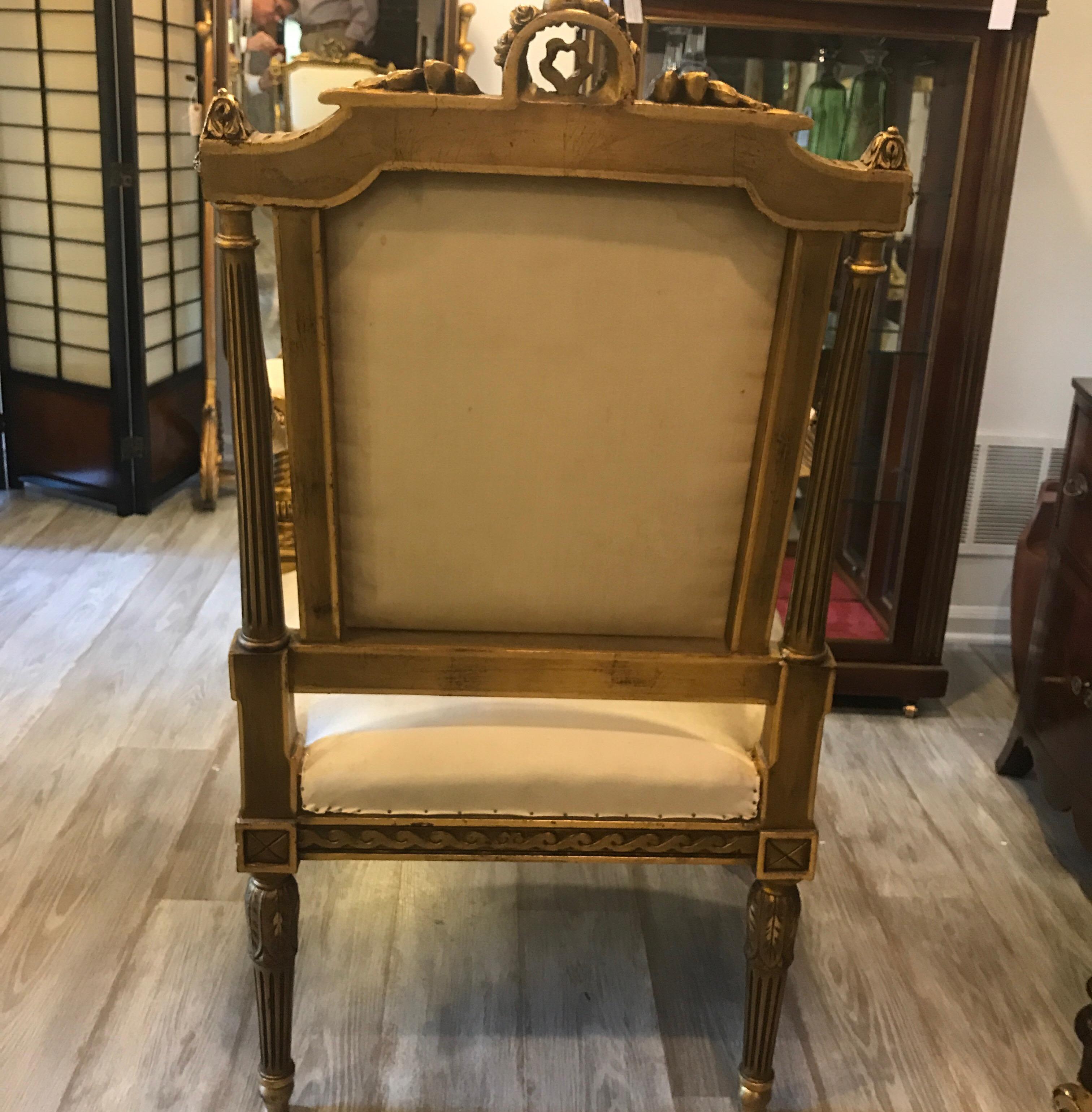 Pair of Louis XVI Style Giltwood Chairs 3
