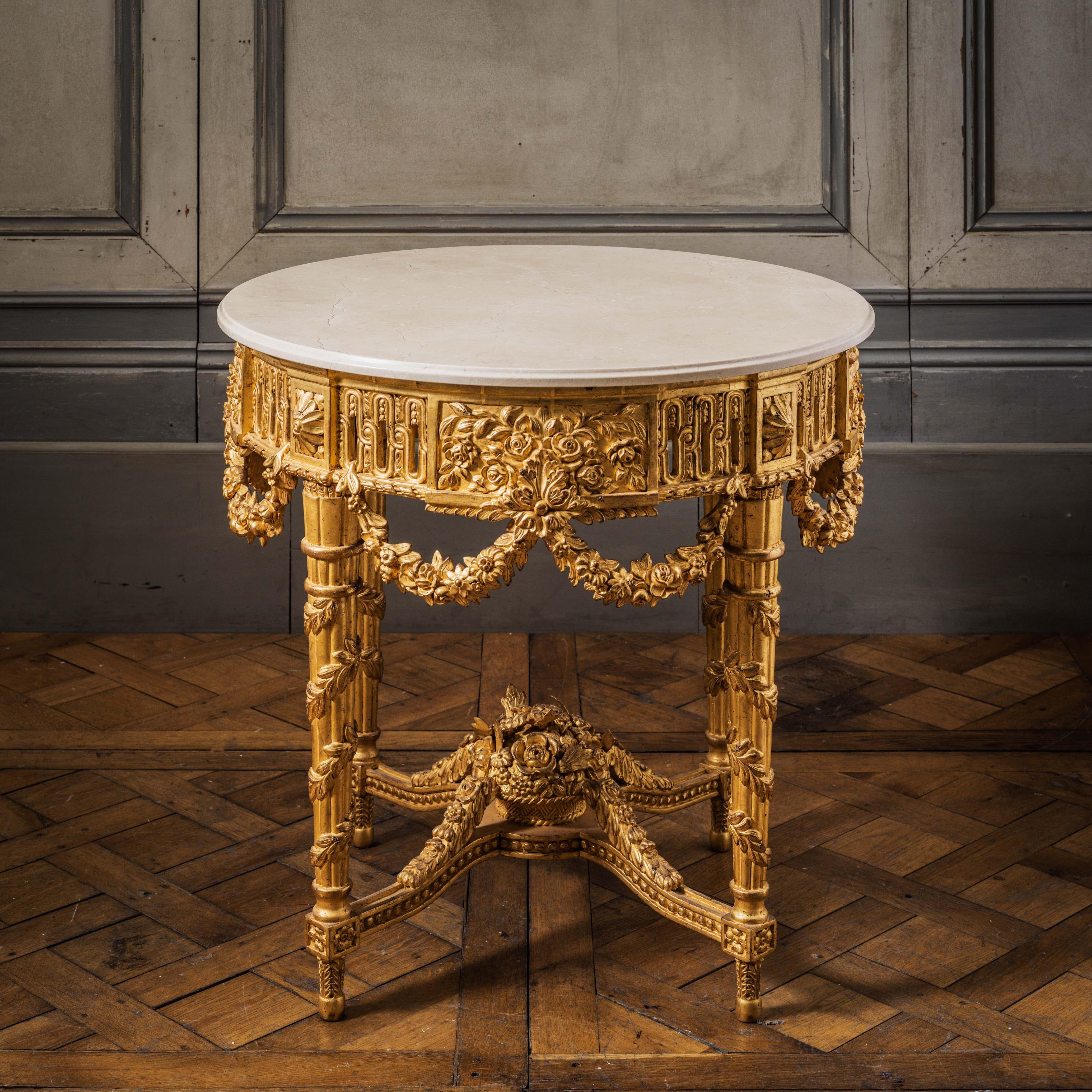 Contemporary Louis XVI Style Giltwood Console Tables by La Maison, London For Sale