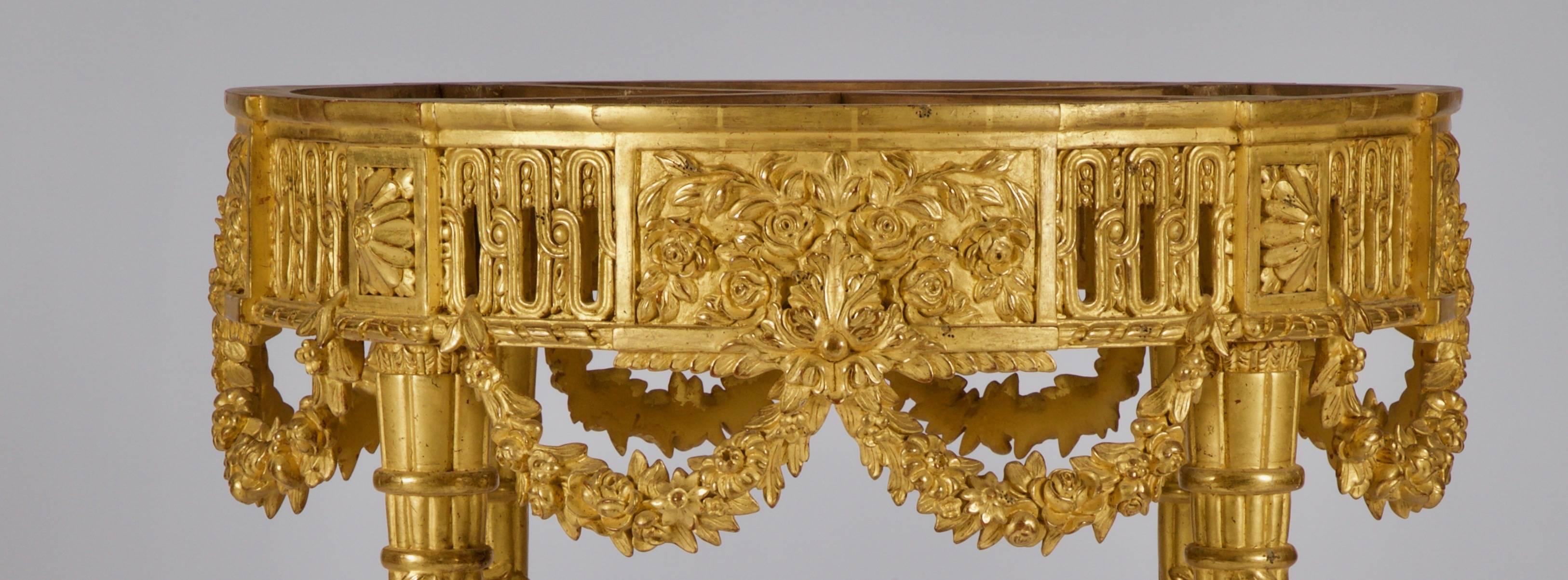 Hand-Carved Pair of Louis XVI Style Giltwood Console Tables  by La Maison London