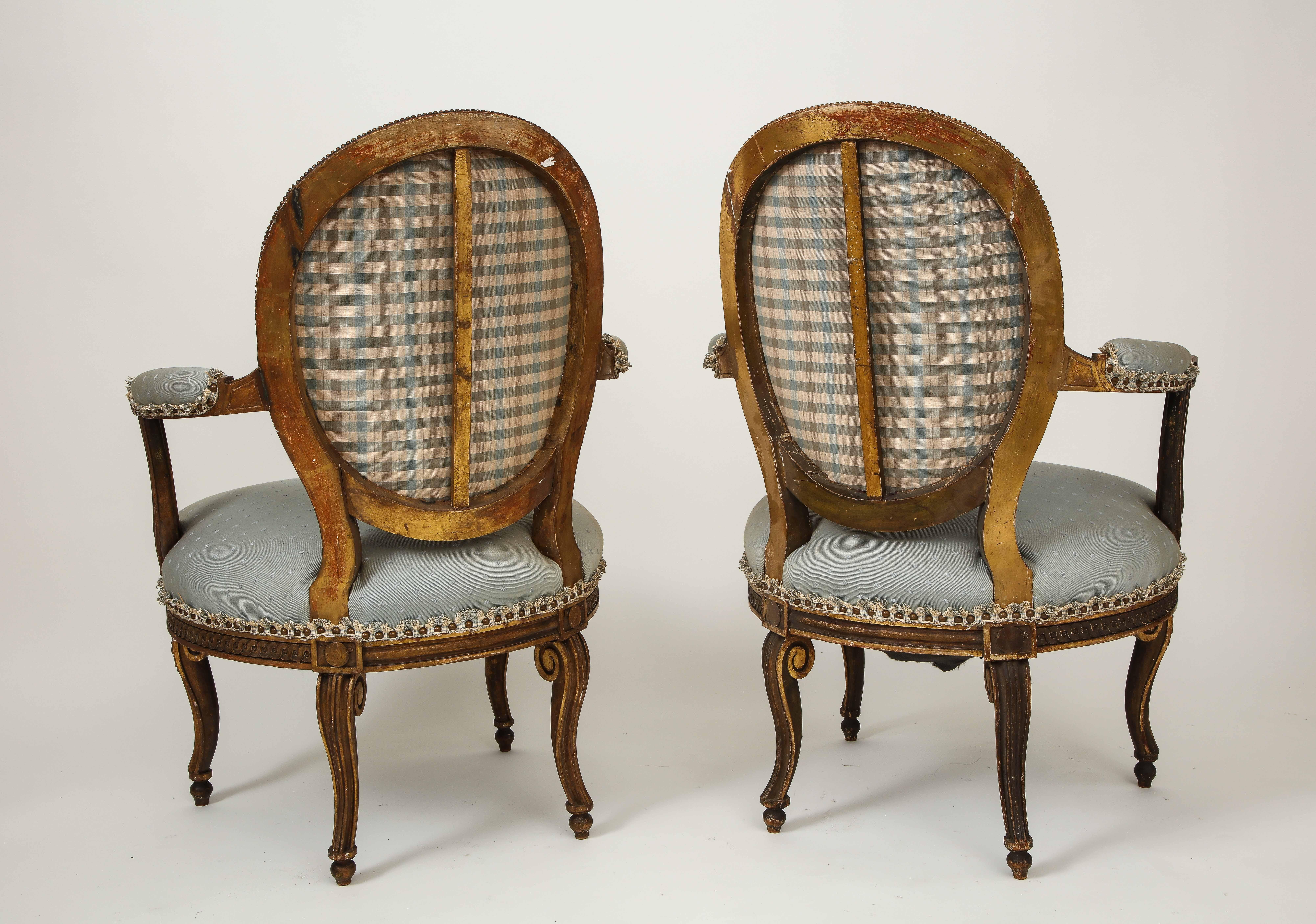 Pair of Louis XVI Style Giltwood Fauteuils 6