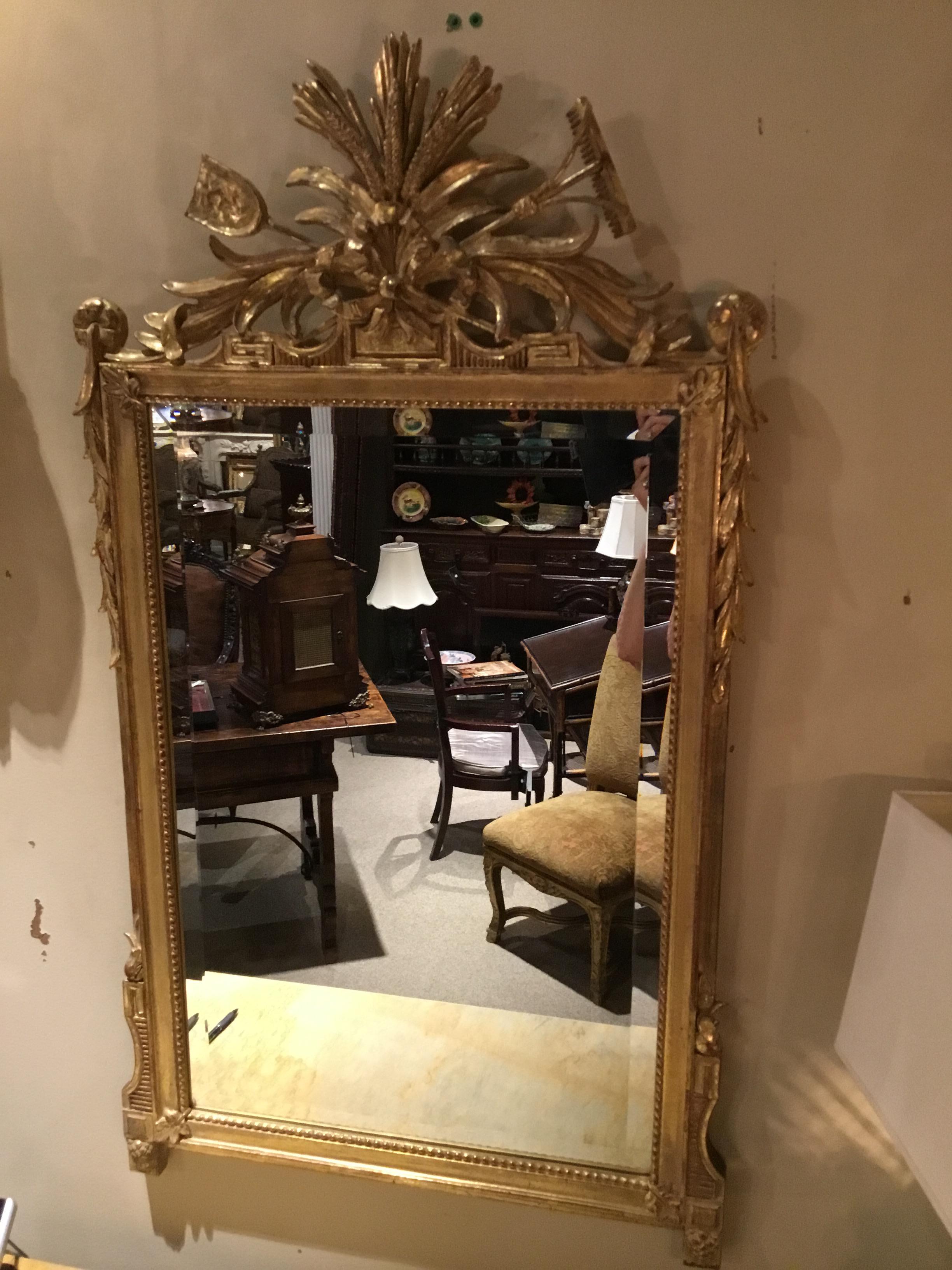 French Pair of Louis XVI Style Giltwood Mirrors, 20th Century