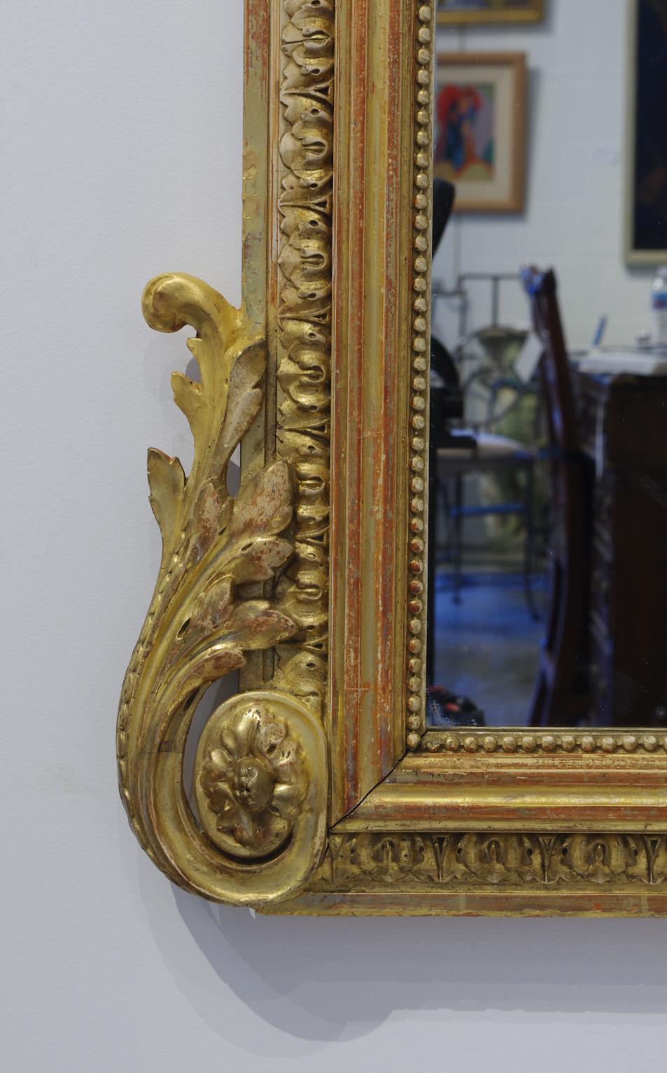 Pair of Louis XVI Style Giltwood Pier Mirrors, circa 1840 For Sale 5