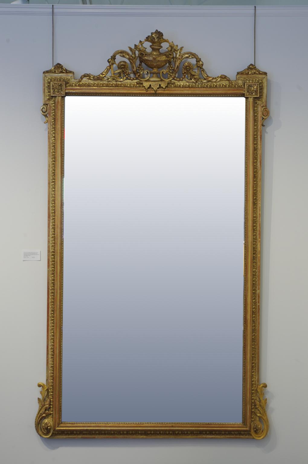French Pair of Louis XVI Style Giltwood Pier Mirrors, circa 1840 For Sale