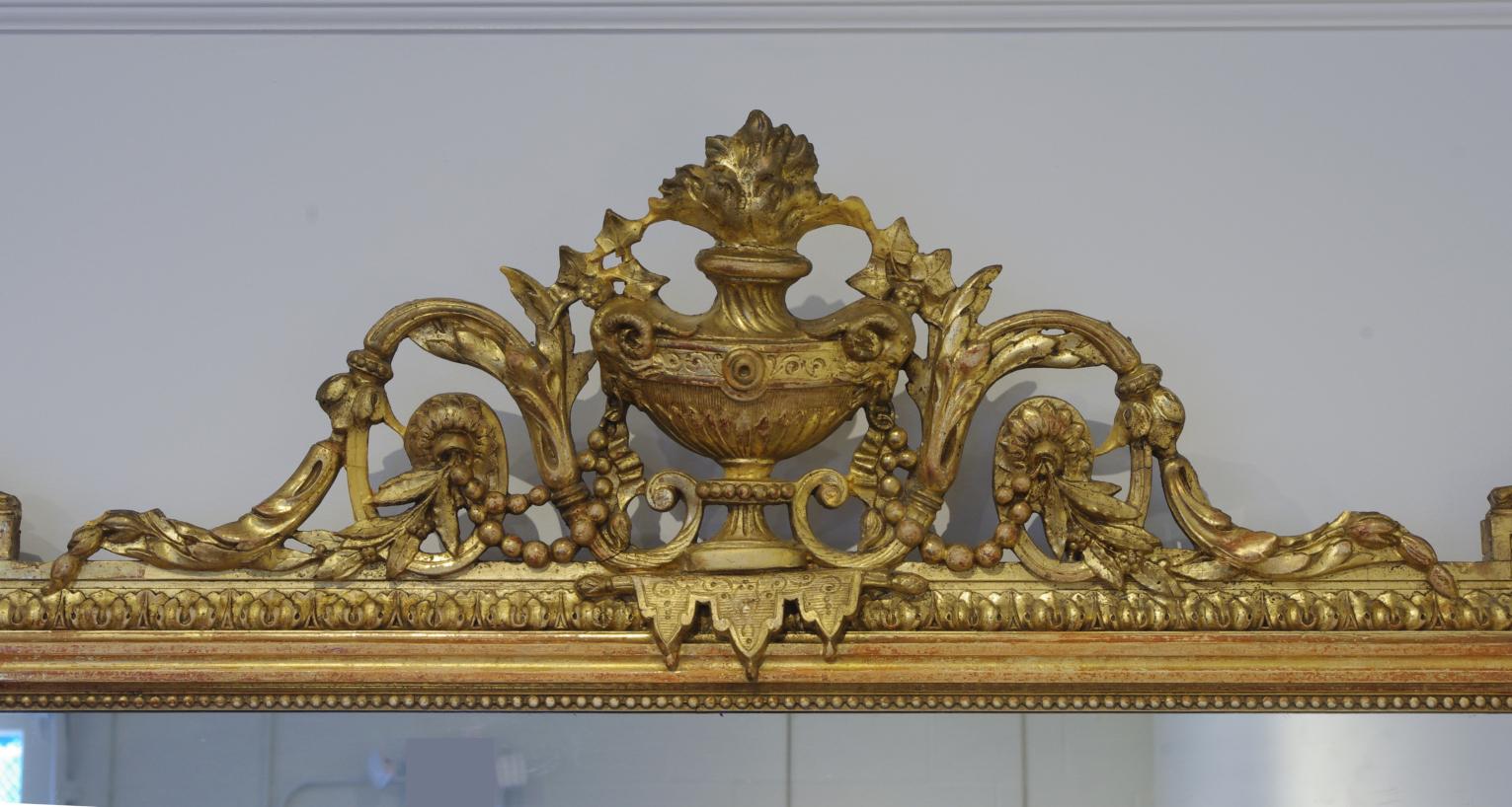Pair of Louis XVI Style Giltwood Pier Mirrors, circa 1840 For Sale 3