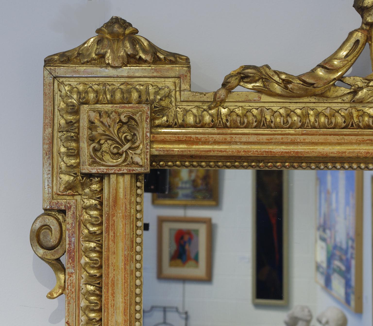 Pair of Louis XVI Style Giltwood Pier Mirrors, circa 1840 For Sale 4