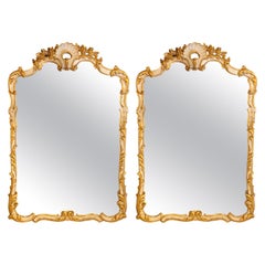 Pair of Louis XVI Style Giltwood Wall or Console Mirrors, Italian