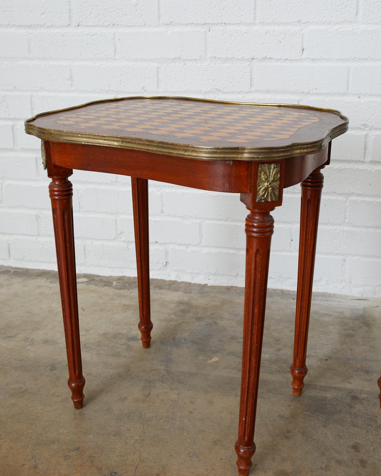 Pair of Louis XVI Style Inlay Drinks Tables In Good Condition In Rio Vista, CA