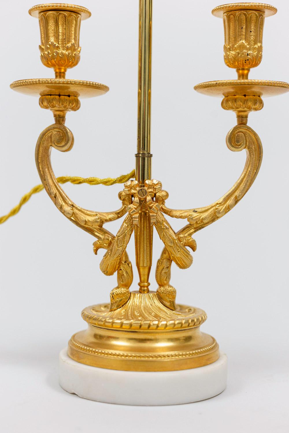 Pair of Louis XVI Style Lamps in Gilt Bronze, circa 1880 1