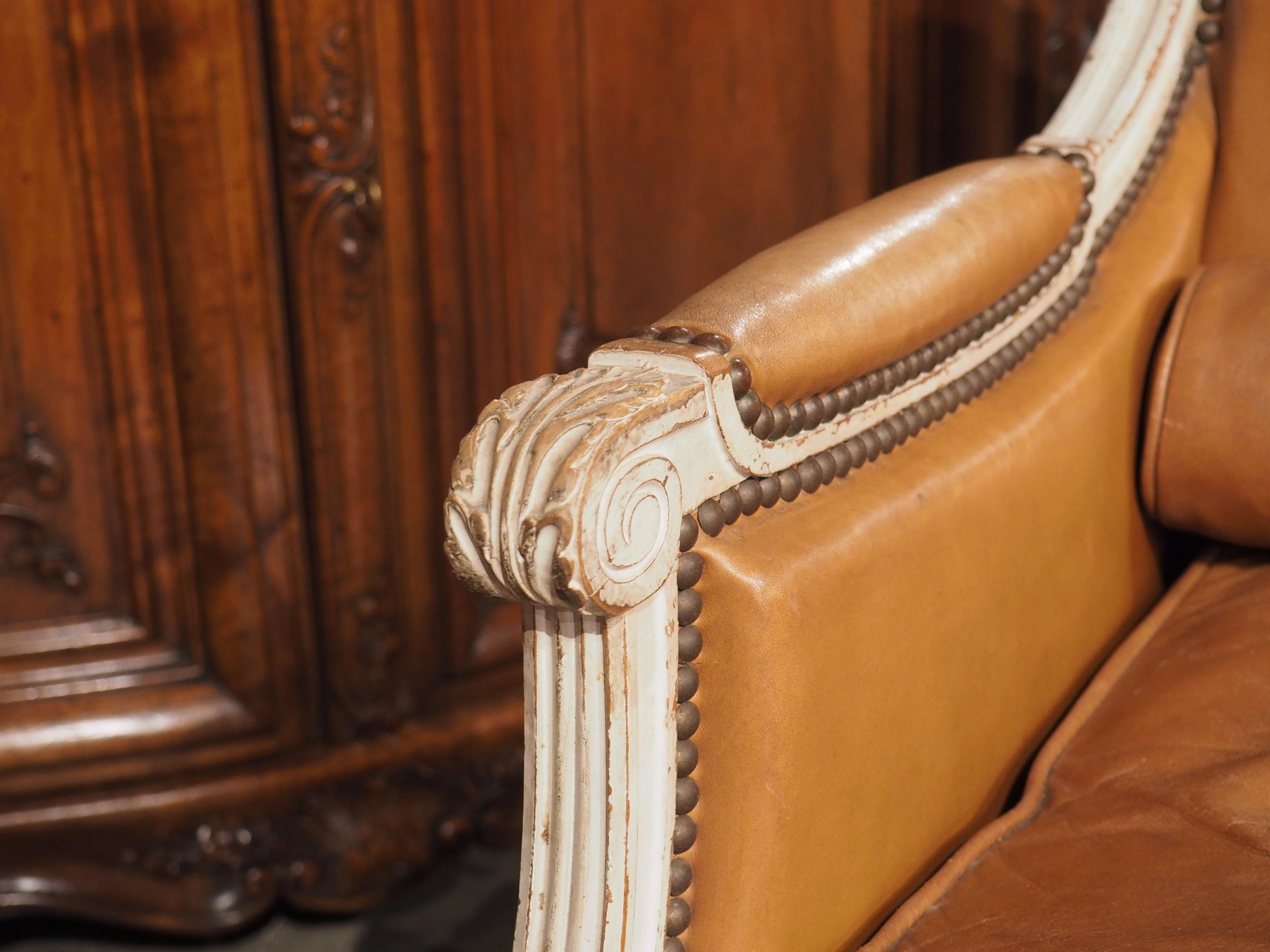 Pair of Louis XVI Style Leather Armchairs by Maison Gouffé, Paris, Circa 1940 4