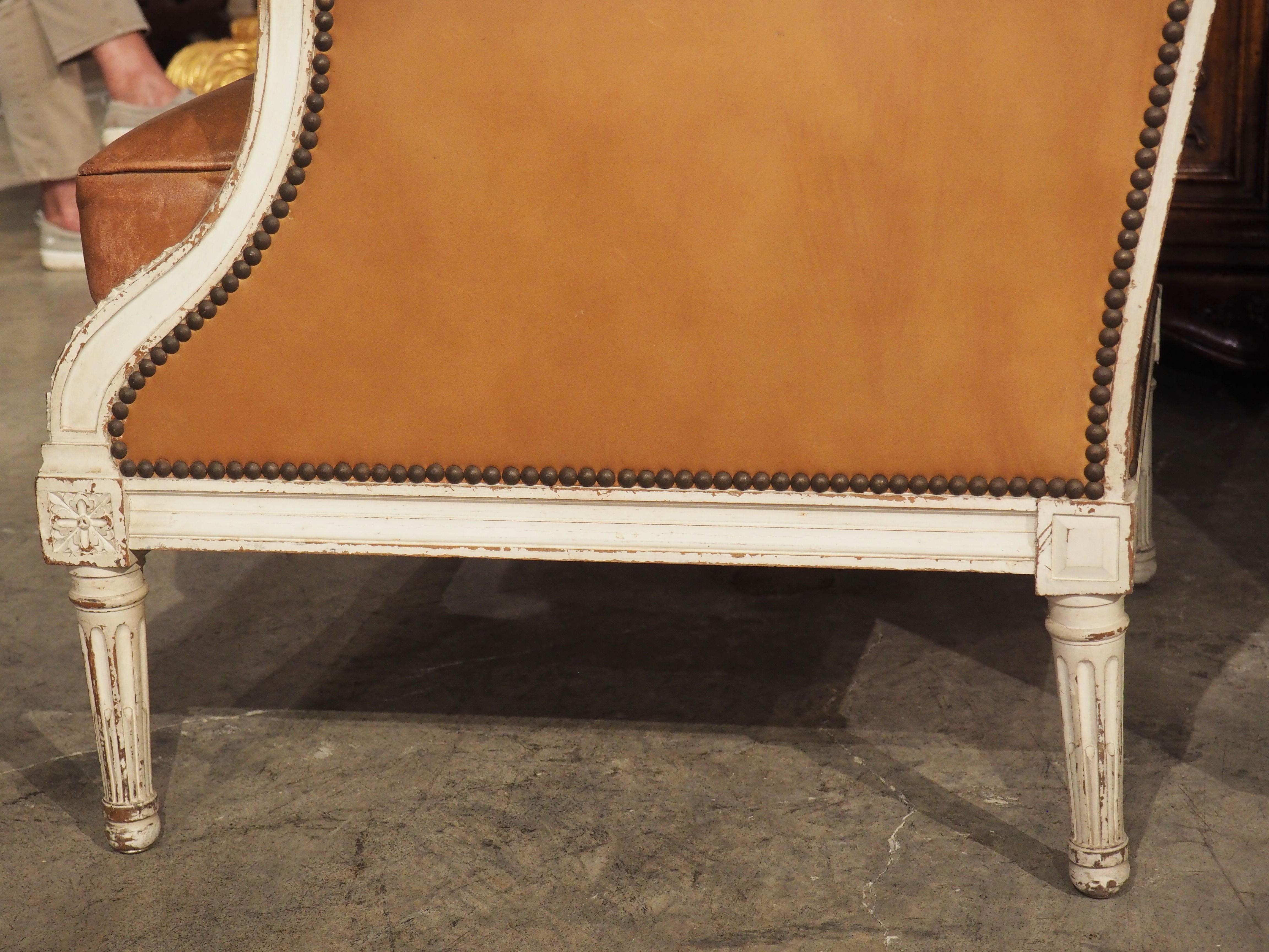 Pair of Louis XVI Style Leather Armchairs by Maison Gouffé, Paris, Circa 1940 10