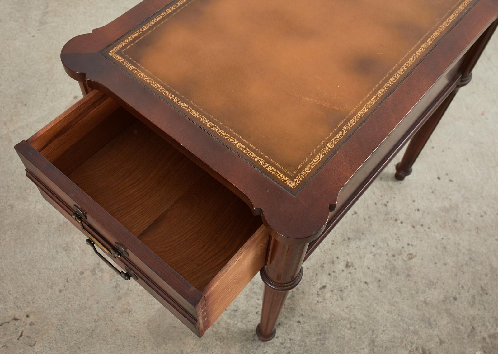 Pair of Louis XVI Style Mahogany Nightstands with Leather Tops 3