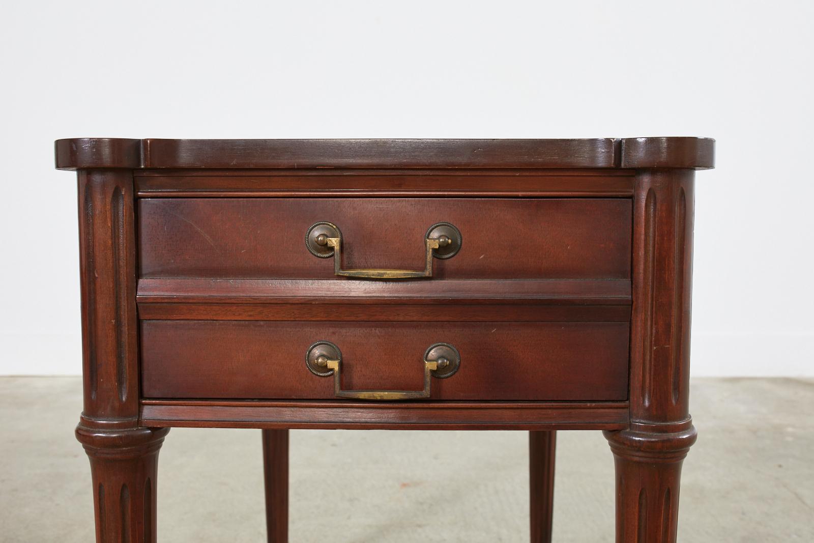 Pair of Louis XVI Style Mahogany Nightstands with Leather Tops 8