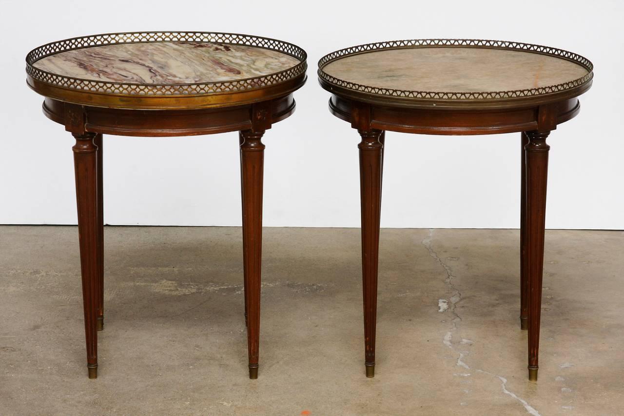 Pair of Louis XVI Style Marble Gueridon Drink Tables In Good Condition In Rio Vista, CA