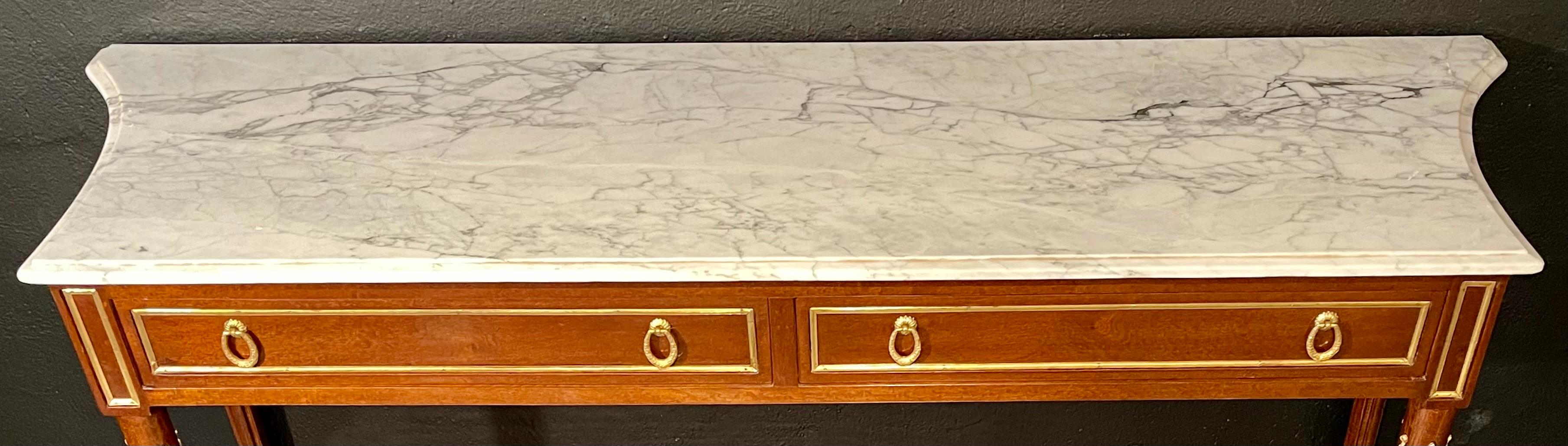 Pair of Louis XVI Style Marble Top Consoles / Sideboards in the Jansen Manner 8