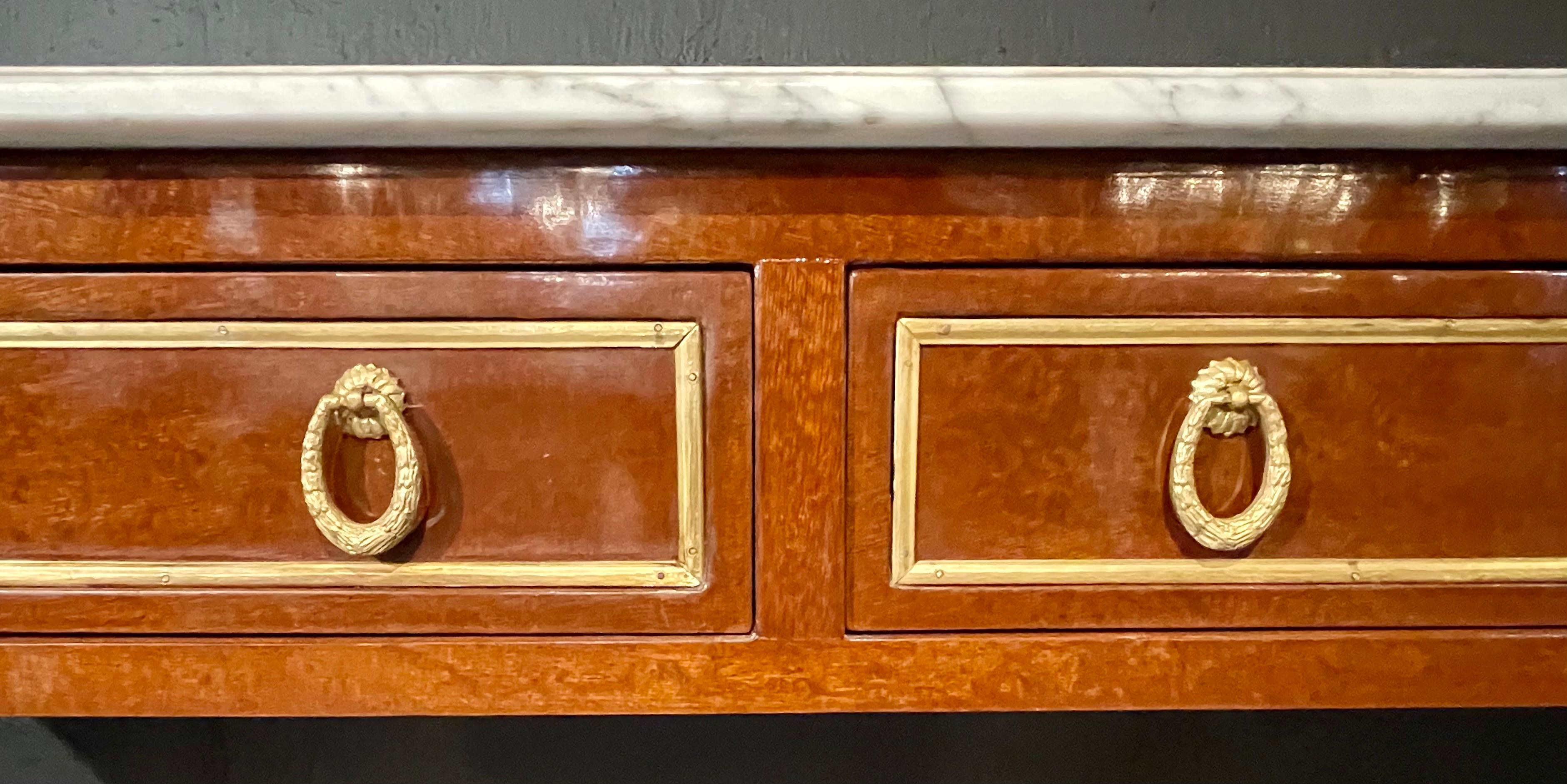 Pair of Louis XVI Style Marble Top Consoles / Sideboards in the Jansen Manner 9