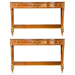 Pair of Louis XVI Style Marble Top Consoles / Sideboards in the Jansen Manner