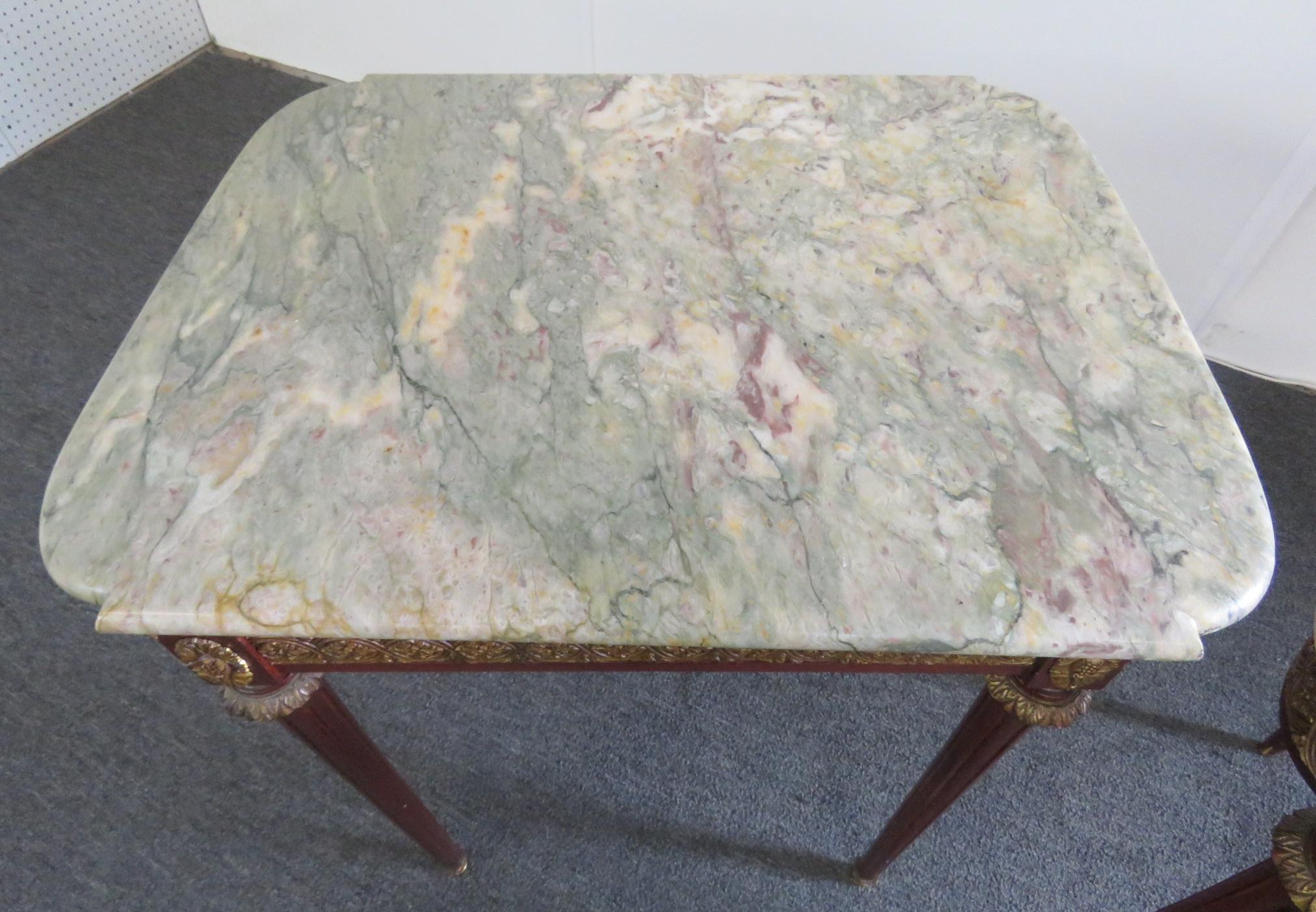 American Pair of Louis XVI Style Marble-Top End Tables mann. Forest