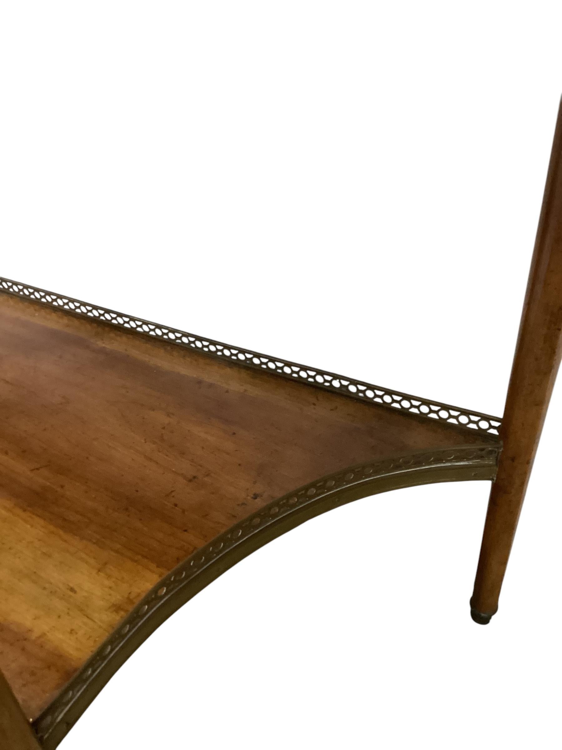 Pair of Louis XVI Style Marble Top Mahogany Brass Mounted Demi-Lune Consoles For Sale 2