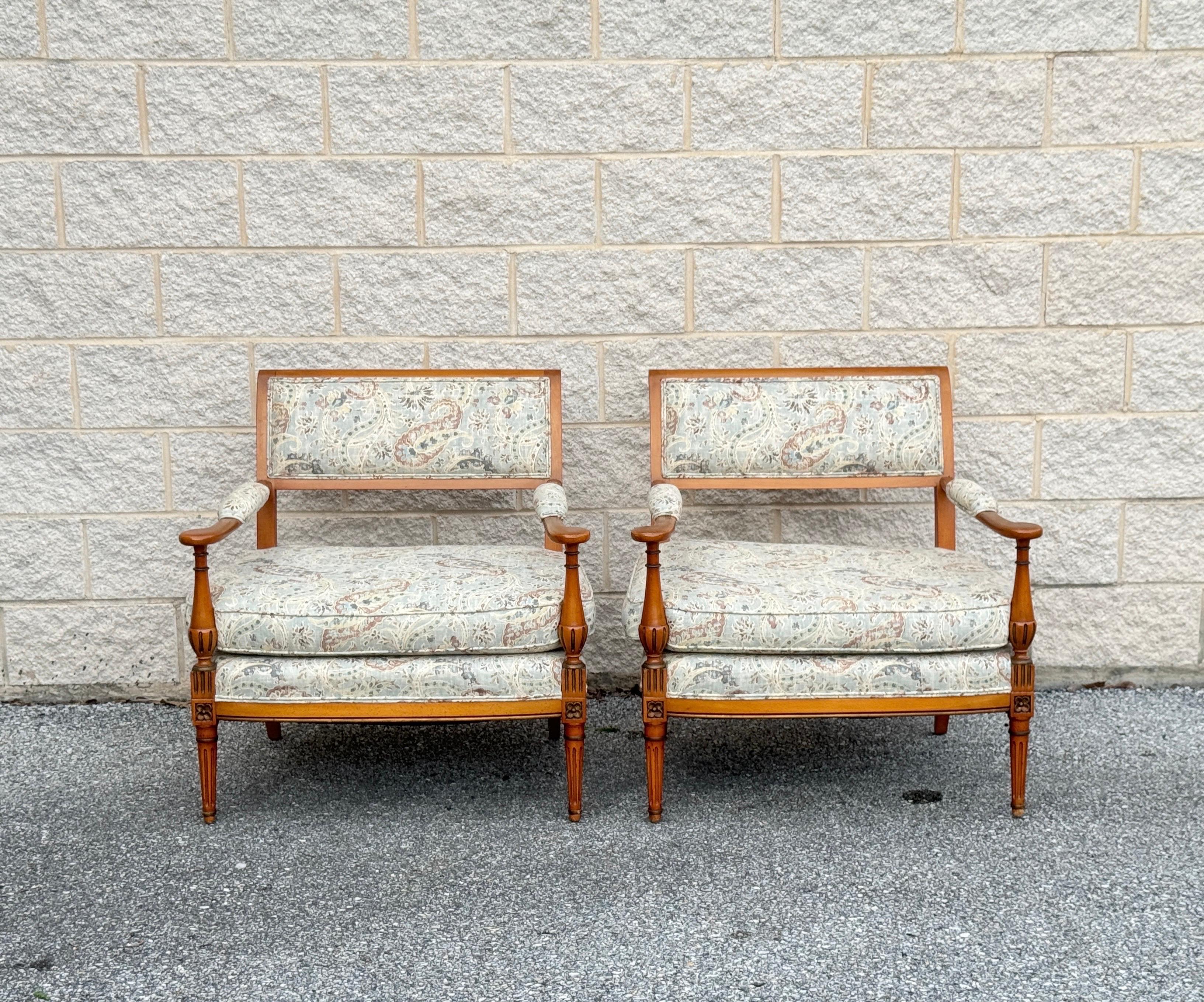 Pair of Louis XVI style Marquis attributed to Grosfeld House.

