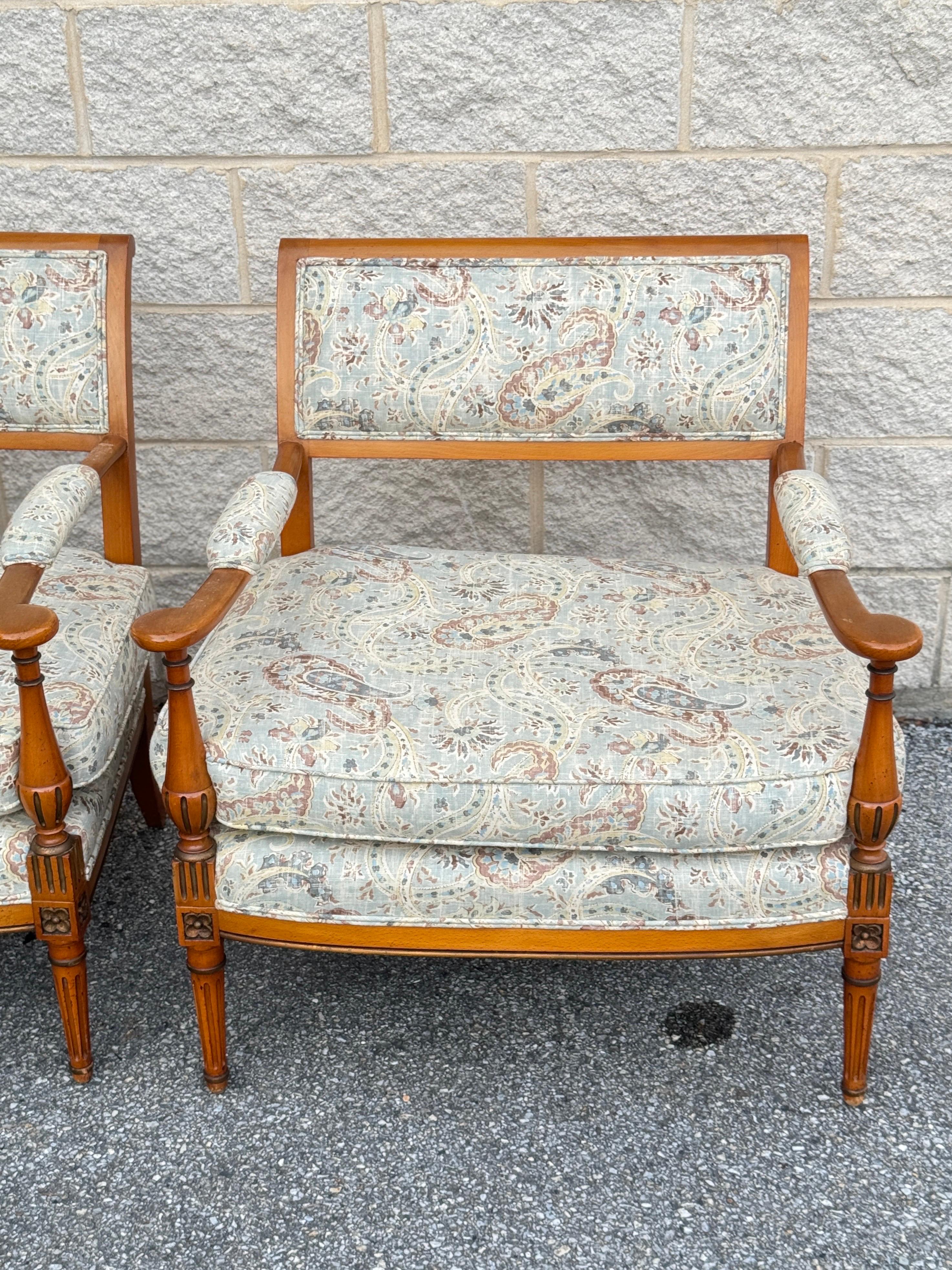 Unknown Pair of Louis XVI Style Marquis Armchairs For Sale