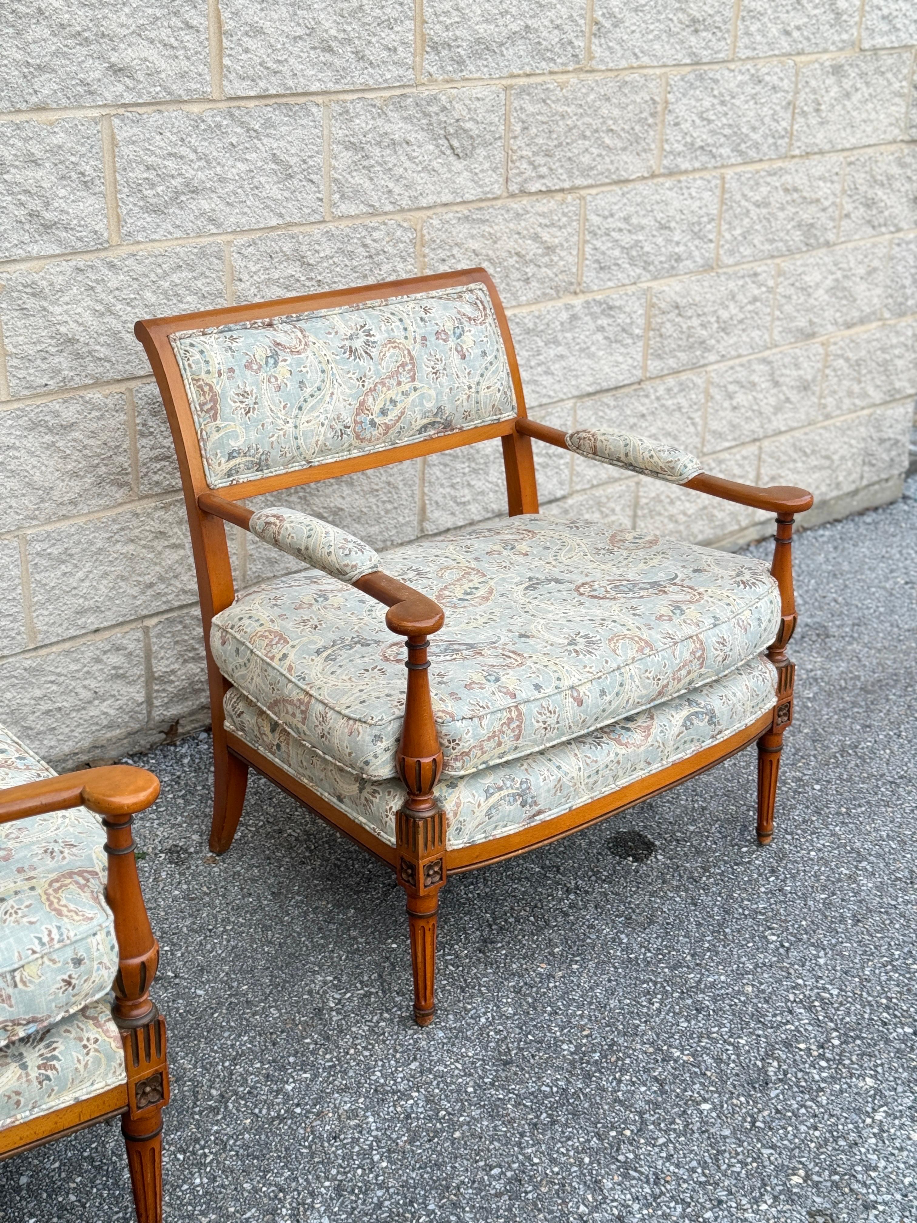 Pair of Louis XVI Style Marquis Armchairs For Sale 2