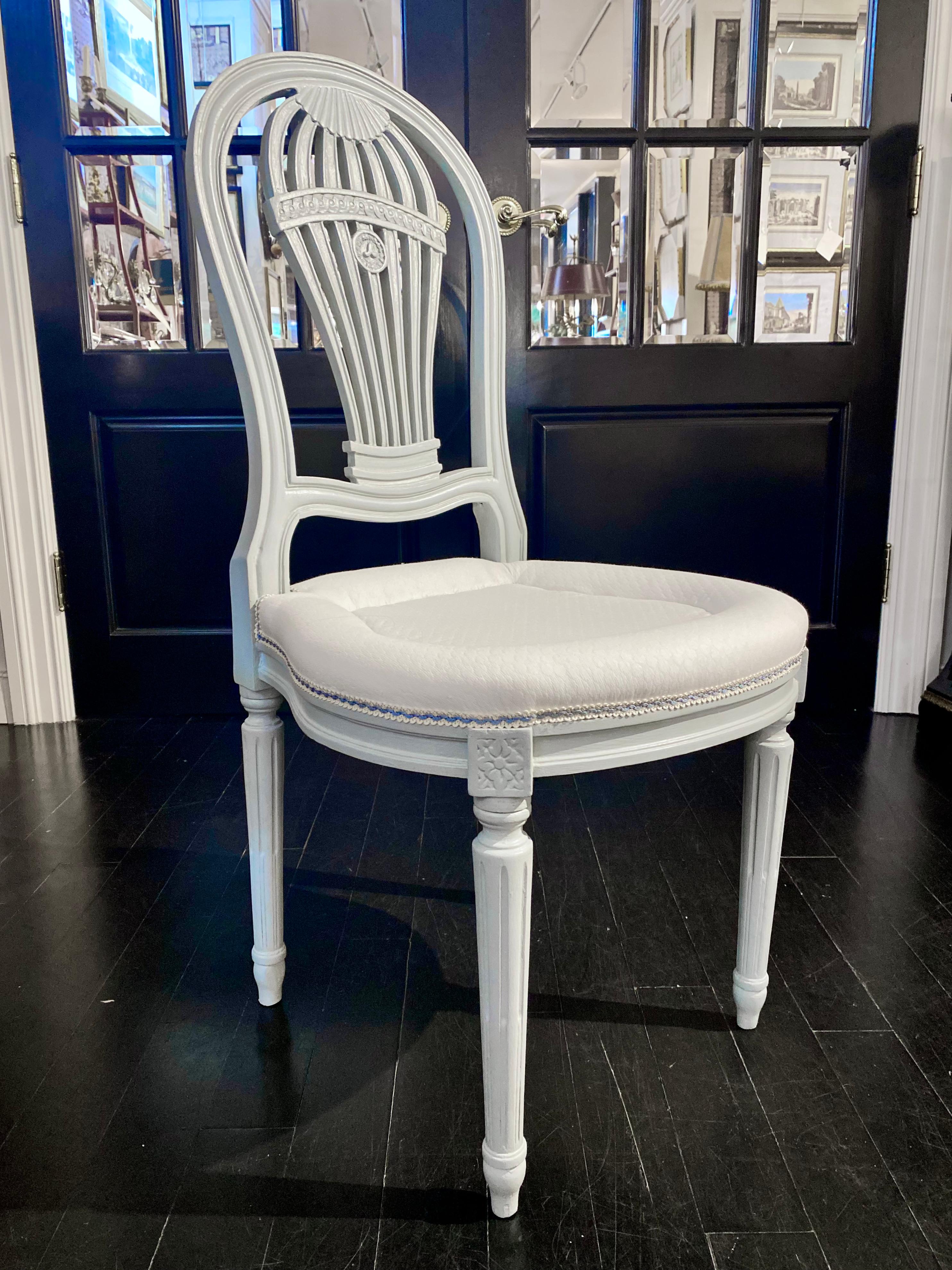 Pair of Louis XVI Style Montgolfiere Balloon-Back French Chairs 2
