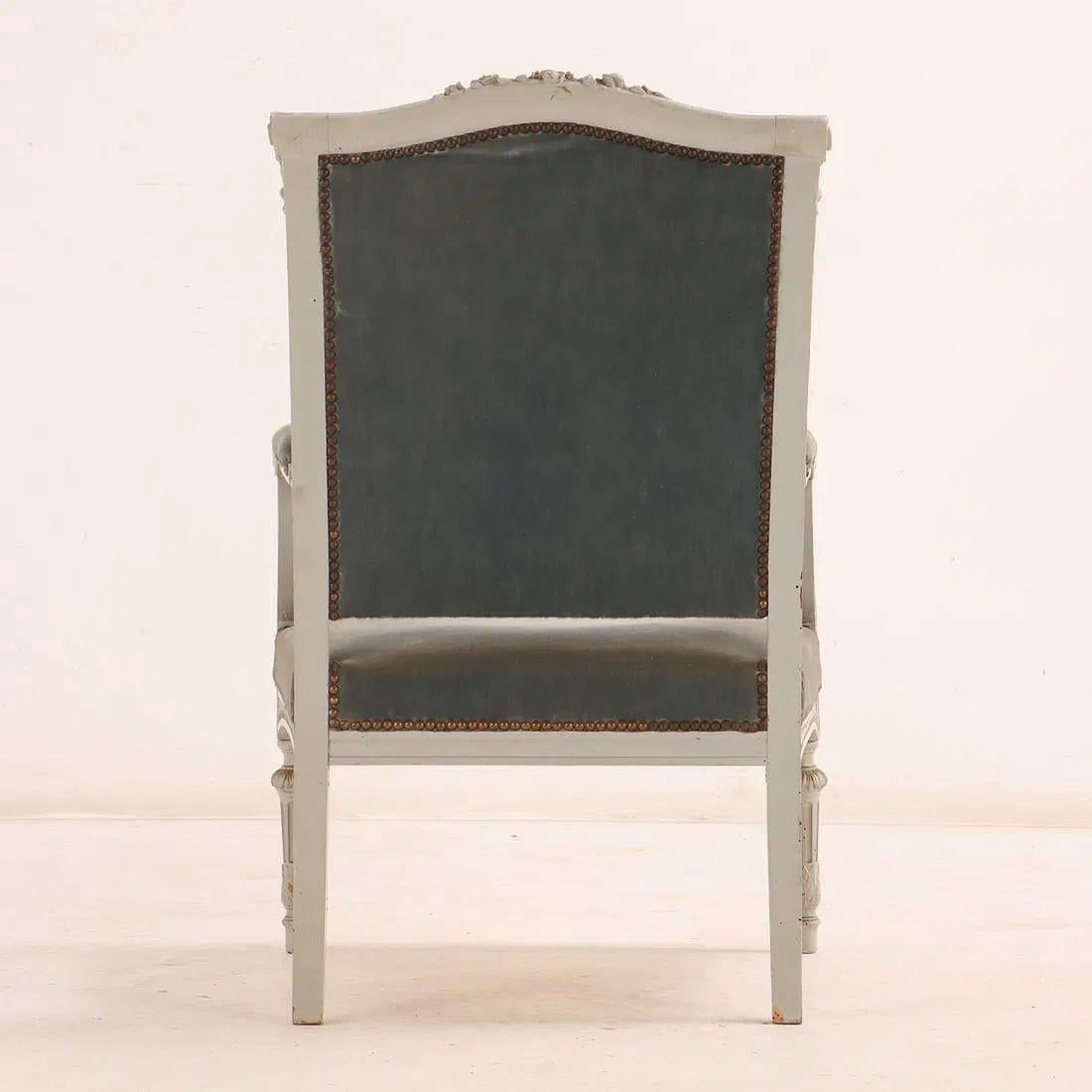 Pareja de sillones franceses de estilo Luis XVI (neoclásico), finales del siglo XIX en Bueno estado para la venta en Houston, TX