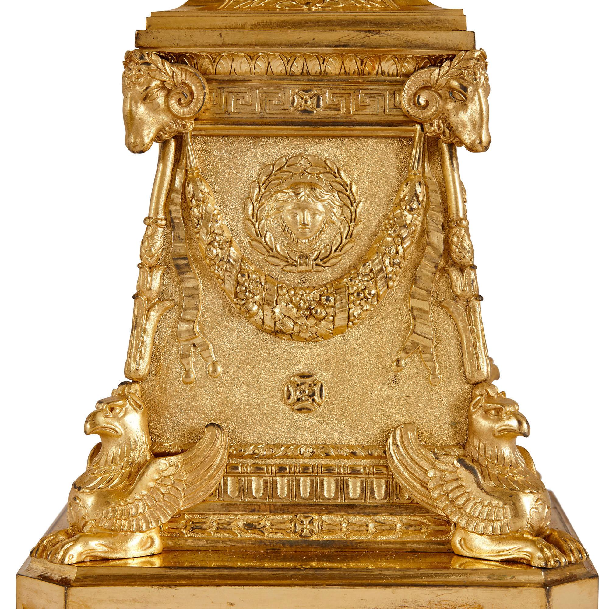 Paar Goldbronze-Kandelaber im Louis-XVI.-Stil von Susse Frères (Vergoldet) im Angebot
