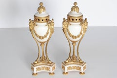 Pair of Louis XVI Style Ormolu-Mounted Marble Cassolettes