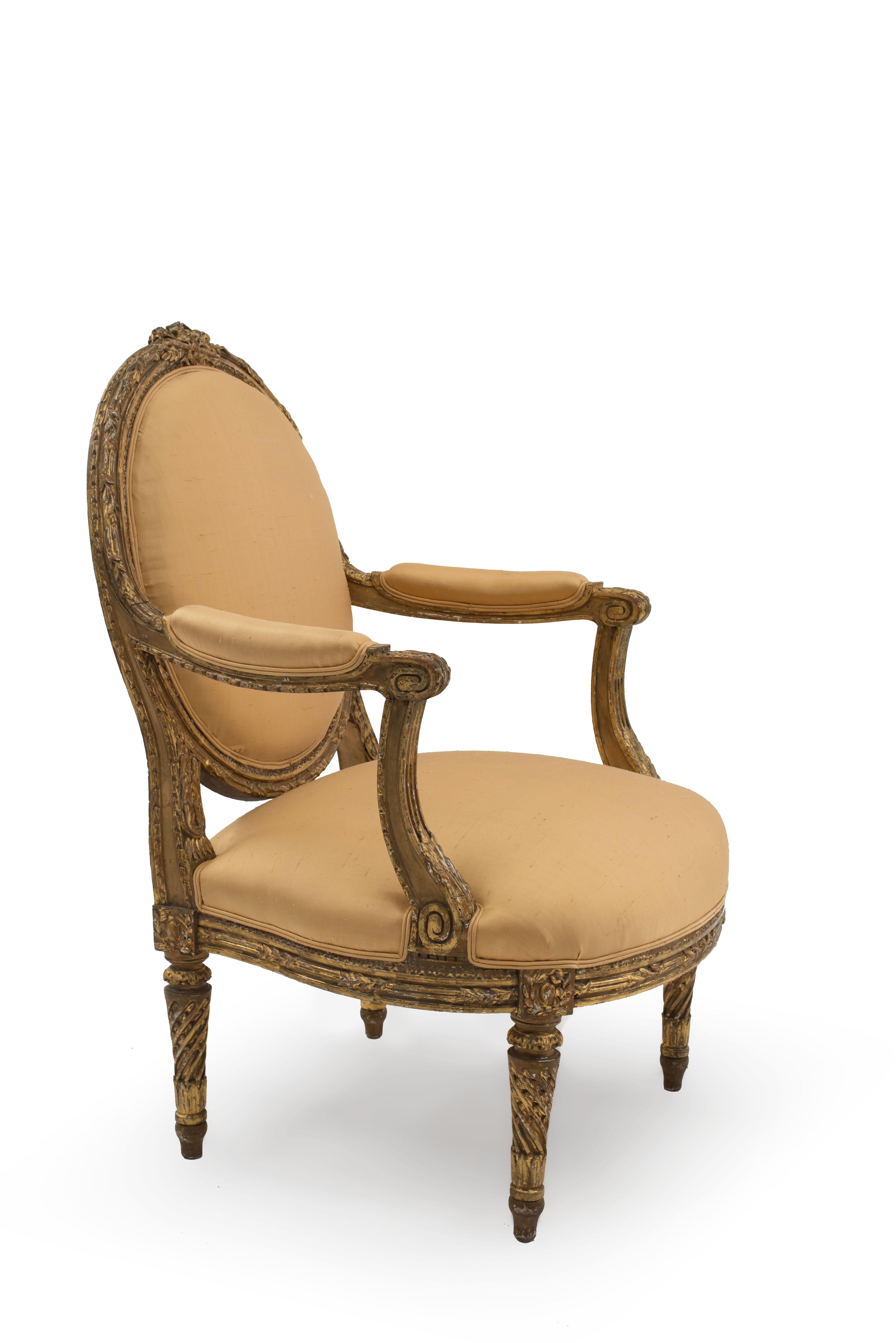 Pair of Louis XVI-Style Oval Back Armchairs In Good Condition In New York, NY