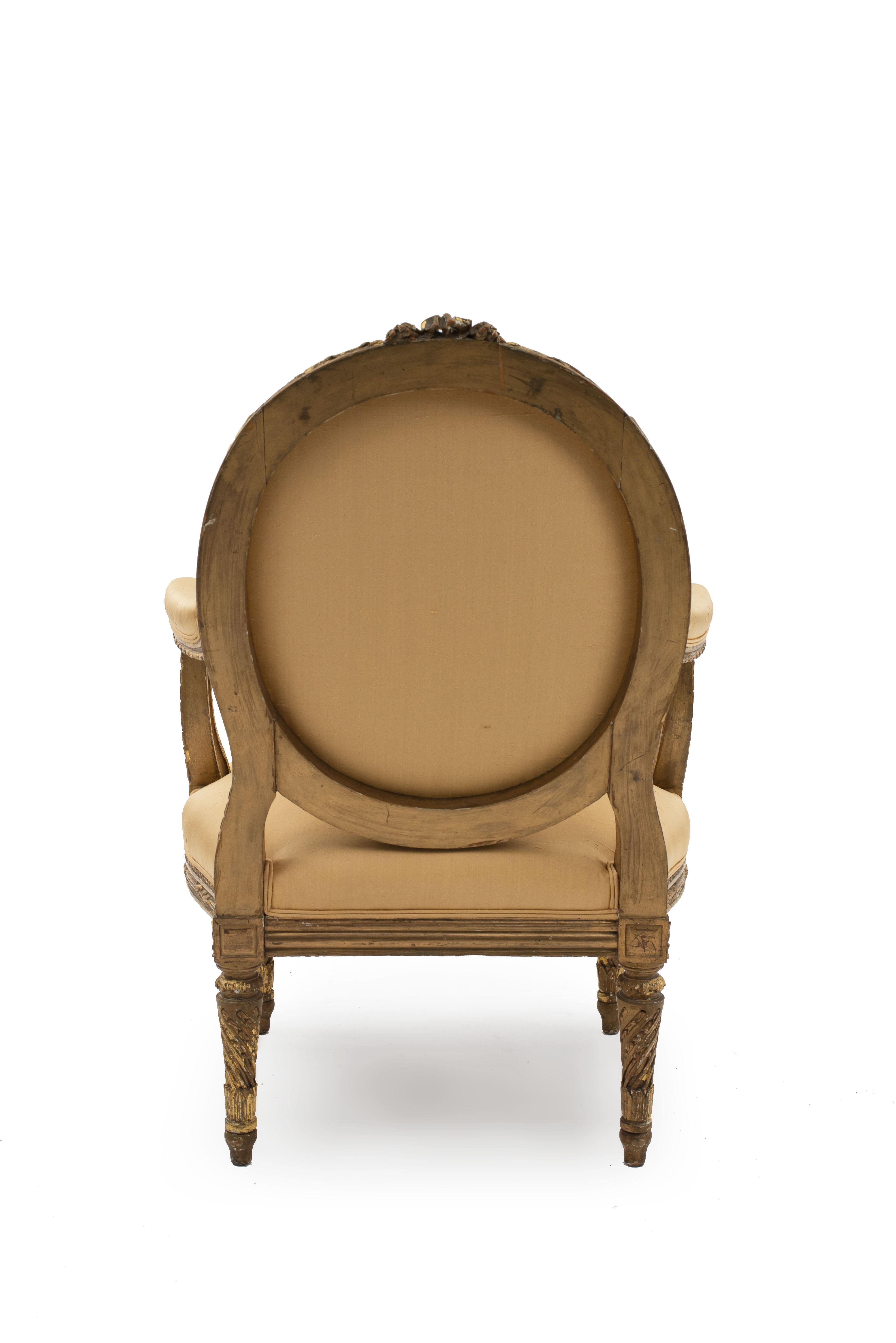 Upholstery Pair of Louis XVI-Style Oval Back Armchairs