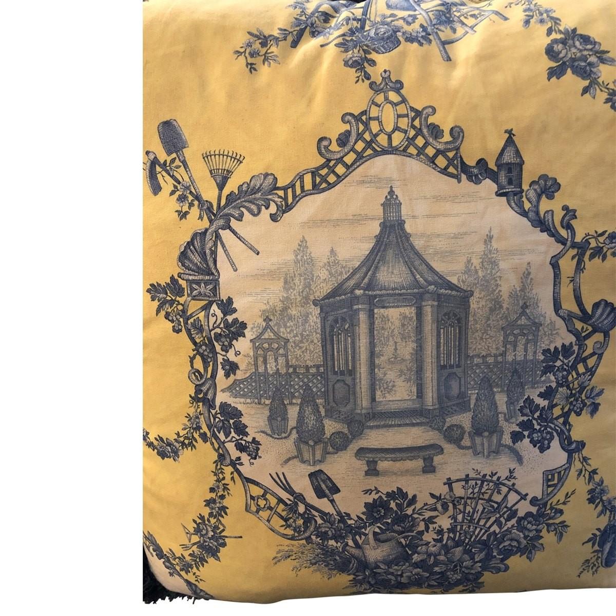 French Pair of Louis XVI Style Oversized Toile Pillows, 21st Century