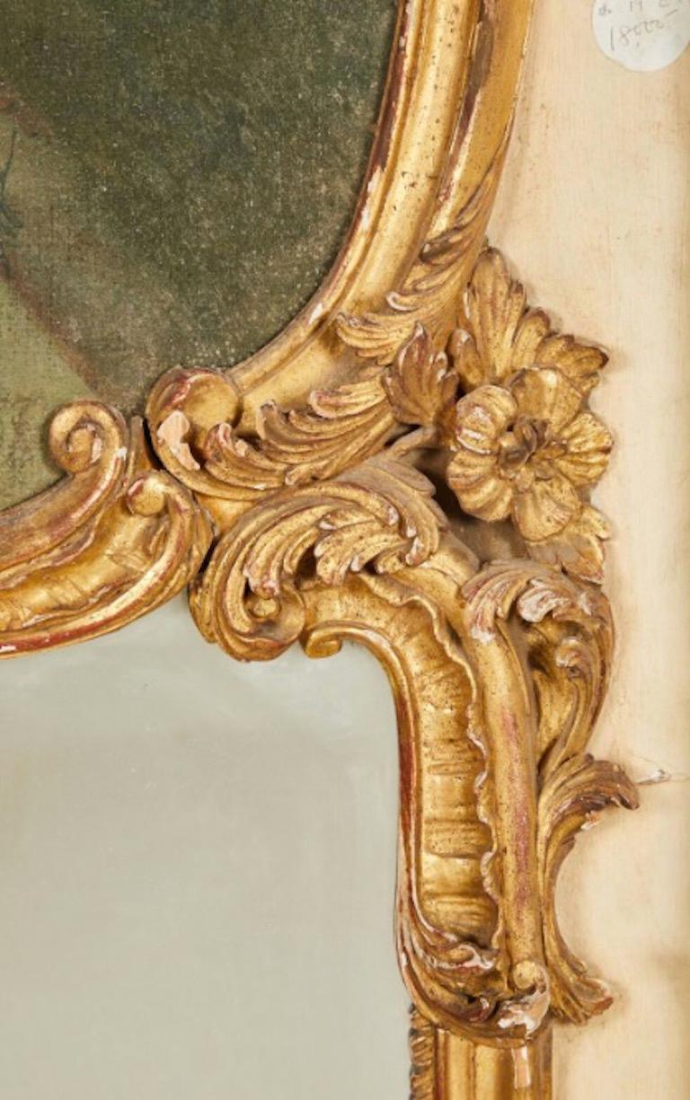 Pair of Louis XVI Style Painted and Parcel Gilt Trumeau Mirrors For Sale 8
