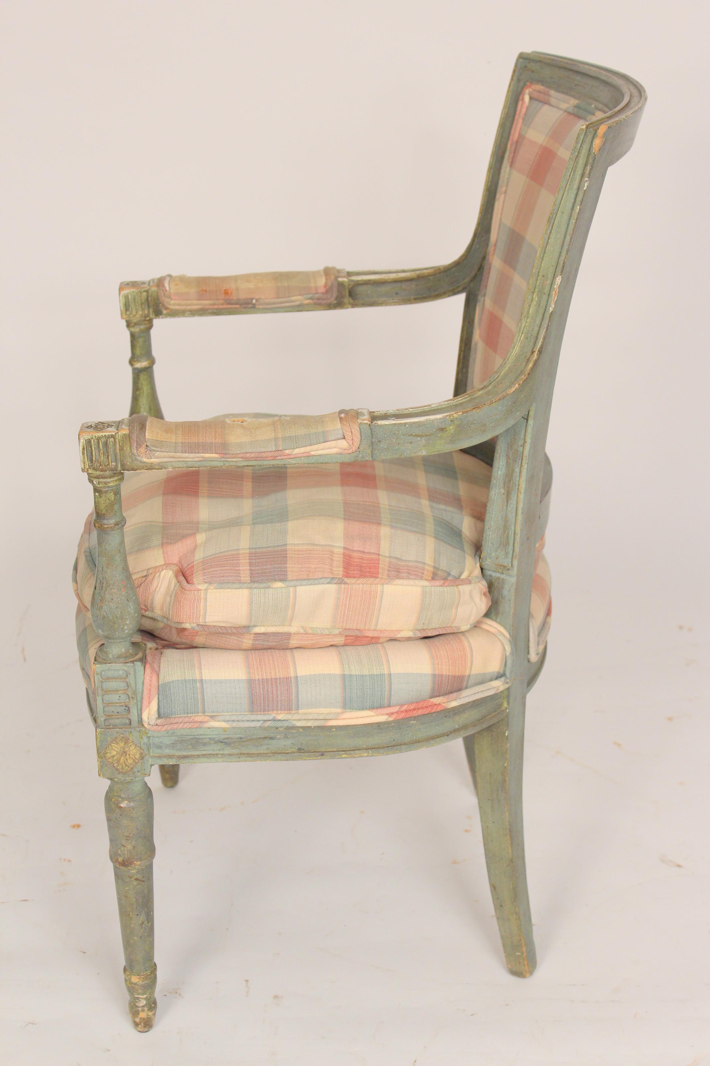 Pair of Louis XVI Style Painted Armchairs In Fair Condition In Laguna Beach, CA