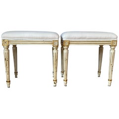 Pair of Louis XVI Style Painted Benches/Stools