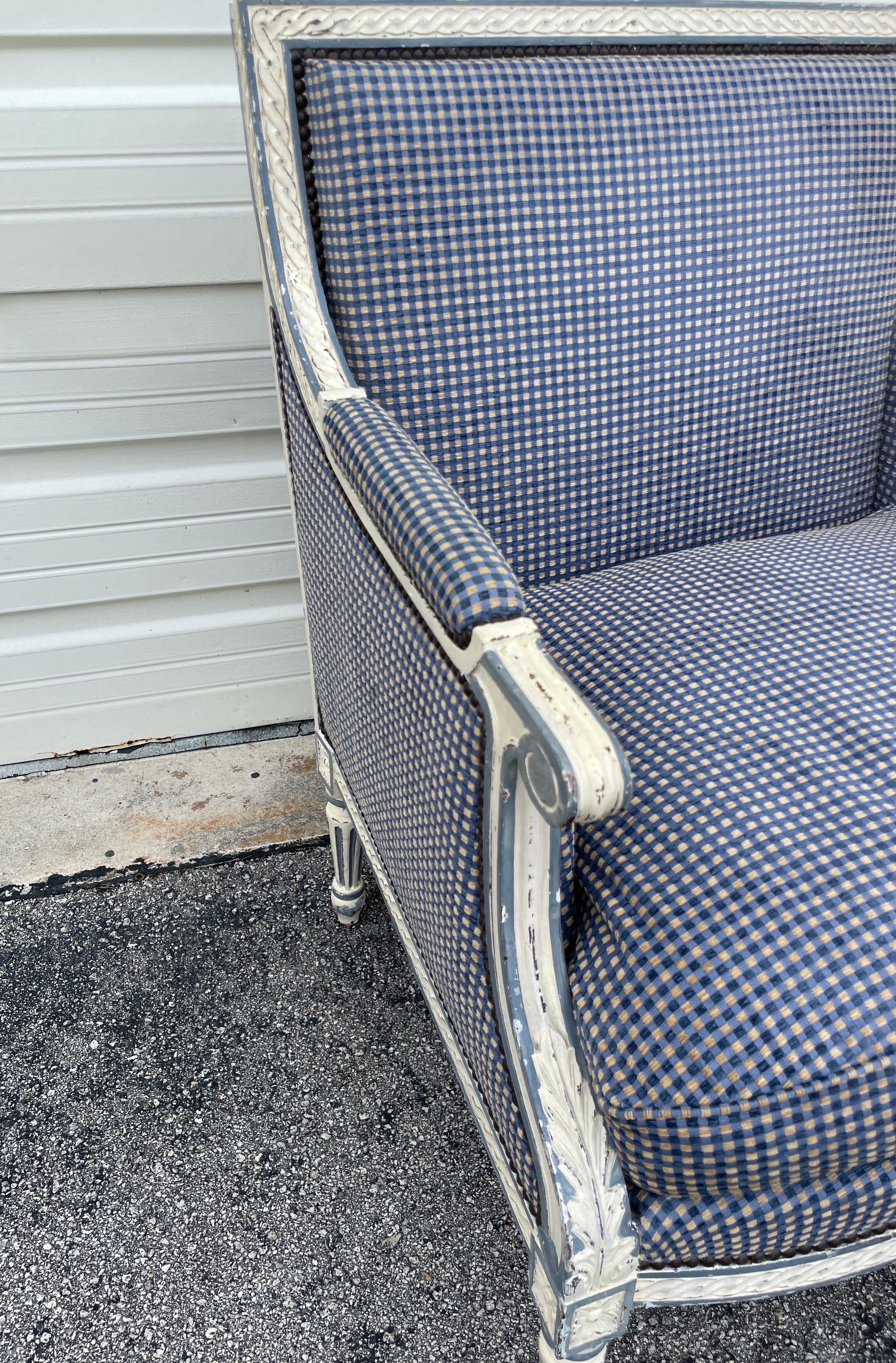 Paar bemalte Stühle im Stil Louis XVI aus Bergere im Angebot 1