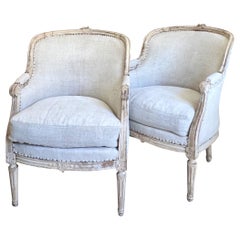 Paire de Bergres peintes de style Louis XVI, France, vers 1840