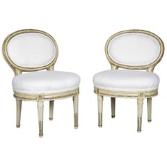 Pair of Louis XVI Style Painted Boudoir Chairs