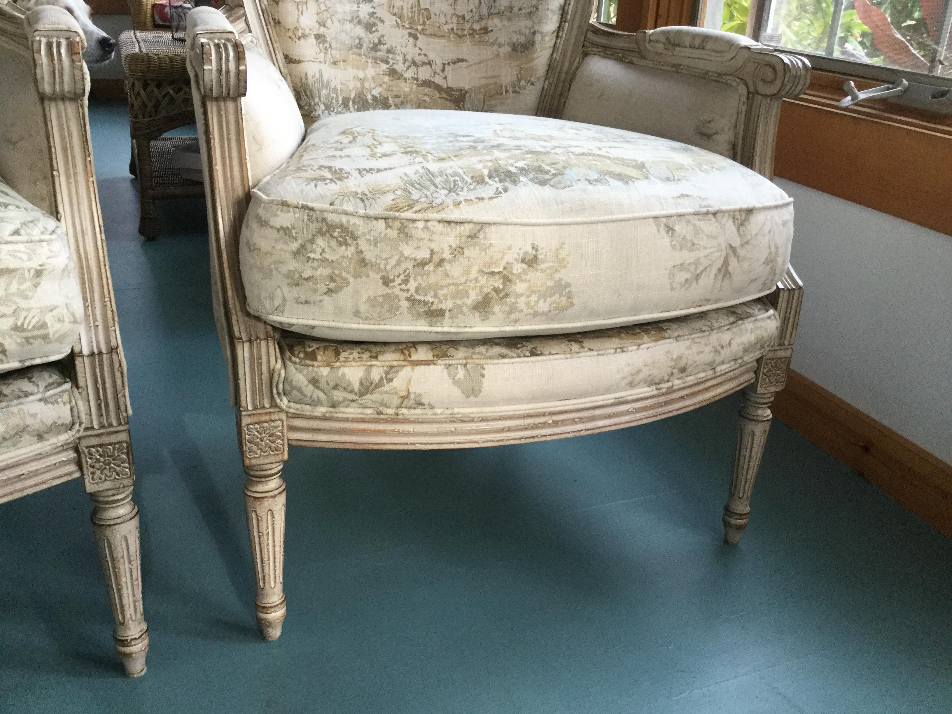 Pair of Louis XVI Style Painted Chairs 1