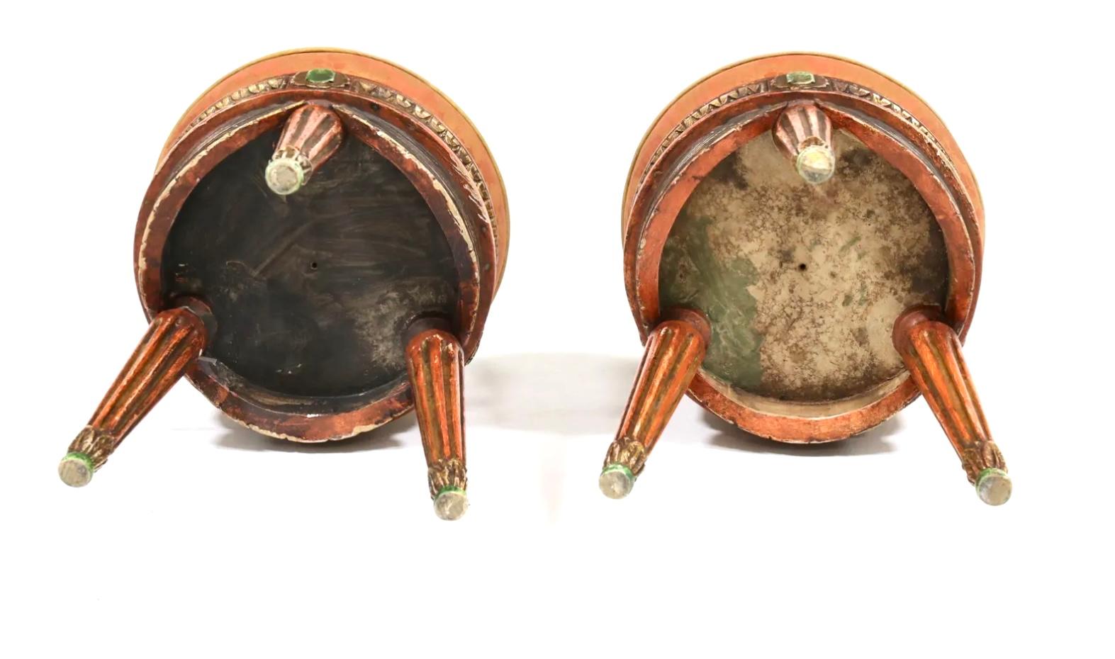20th Century Pair of Louis XVI Style Painted Gilt Stools