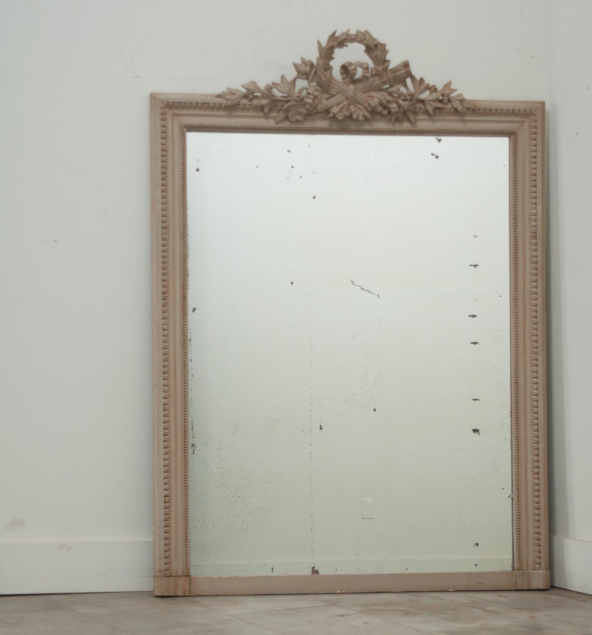 French Pair of Louis XVI Style Painted Mantle Mirrors For Sale