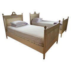 Pair of Louis XVI Style Painted Twin Bed Frames