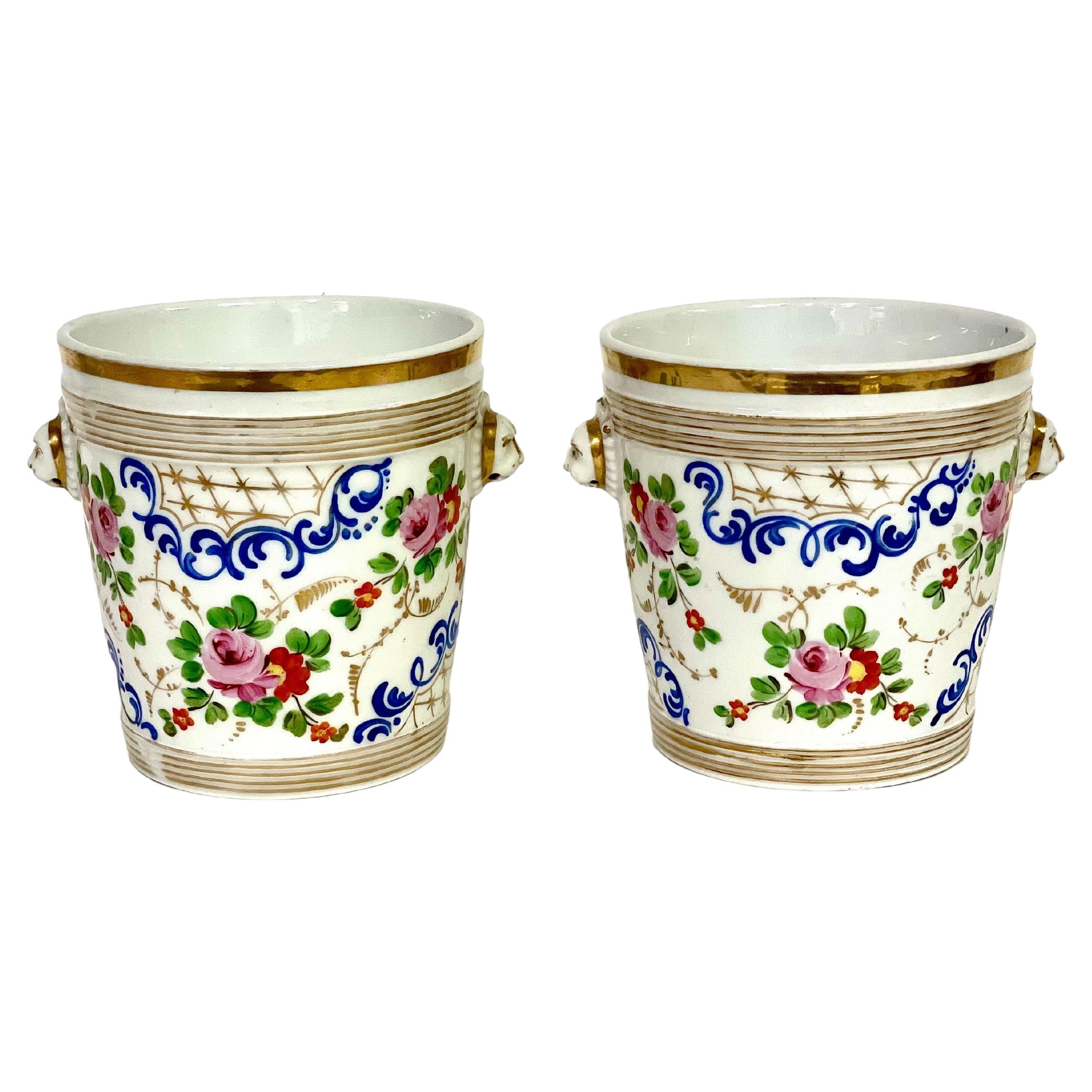 19th Century Pair of Louis XVI Paris Porcelain Cachepots