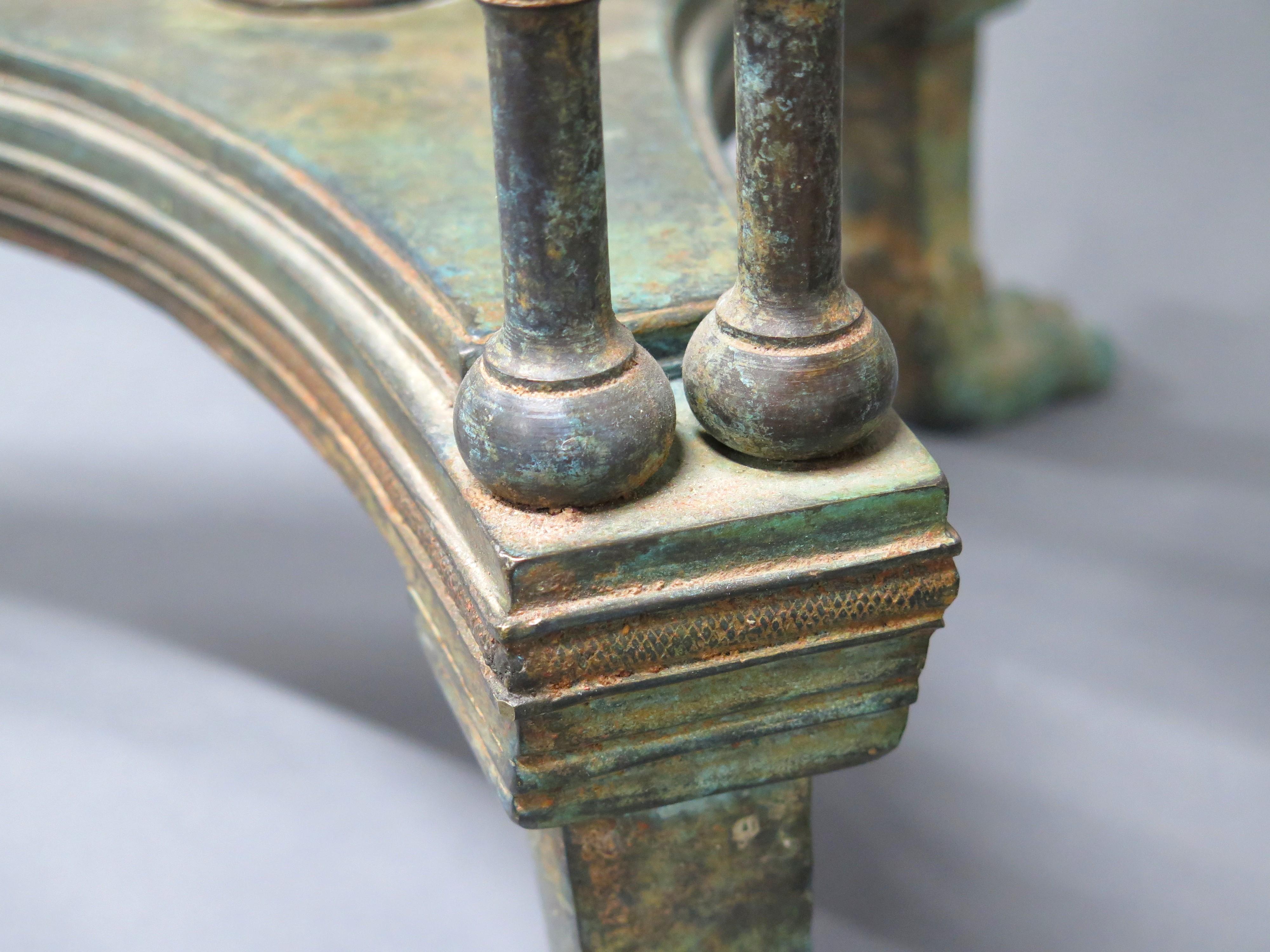 Pair of Louis XVI-Style Patinated Bronze Gueridons (Tables) For Sale 5