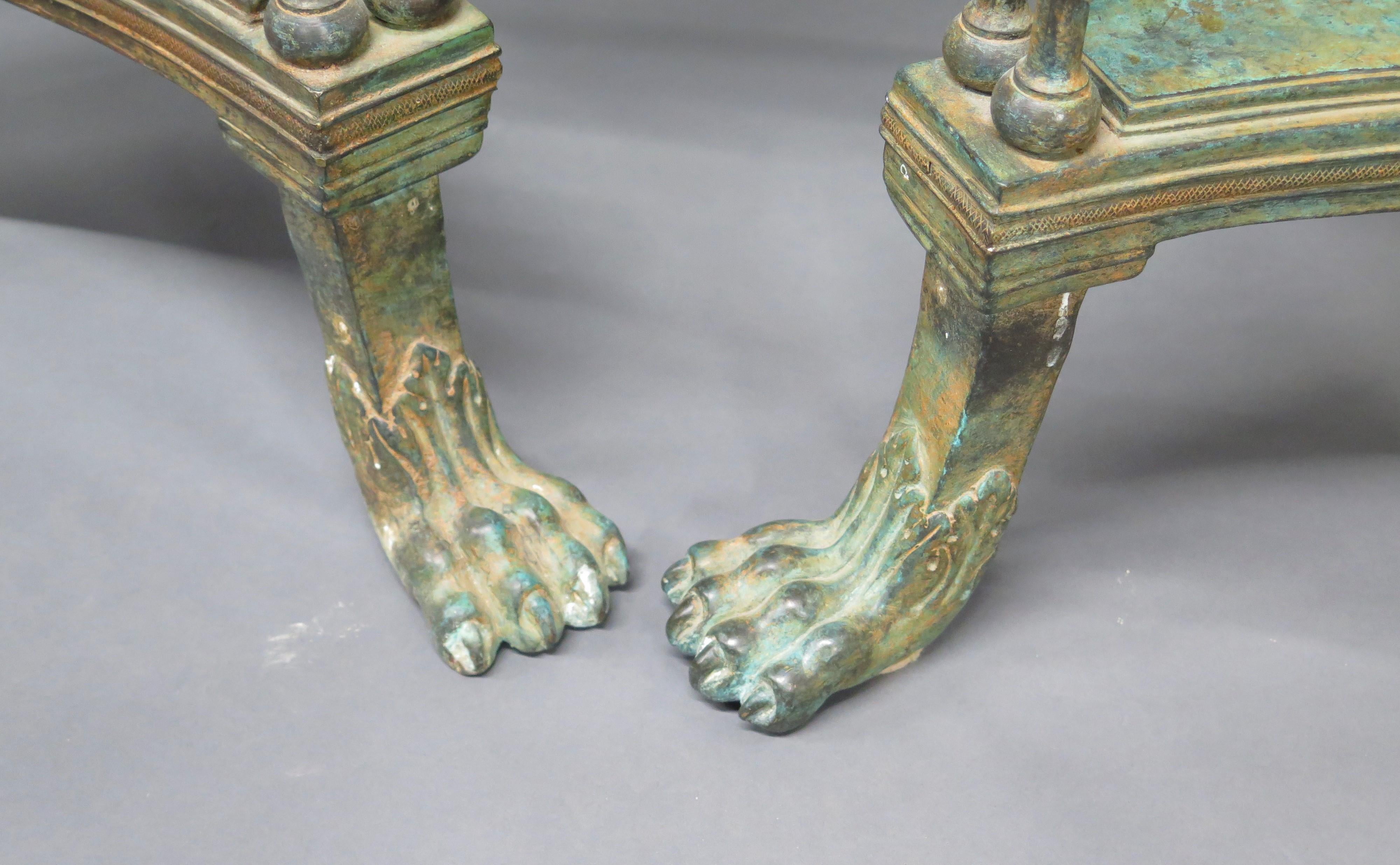 Pair of Louis XVI-Style Patinated Bronze Gueridons (Tables) For Sale 6